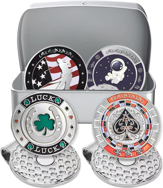 Jebor Golf Ball Markers with Hat Clips and Storage Box Value Sets for Men Women Golfer, Removable Attaches Easily to Golf Cap Premium Gifts Golf Ball Marker hat Clip