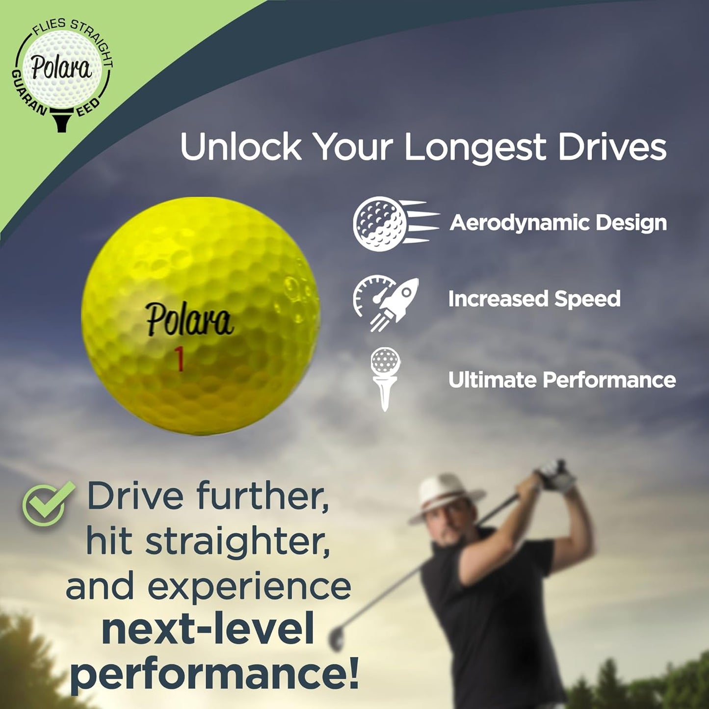 Polara Golf Self-Correcting Golf Balls – Soft Feel, Anti-Slice & Hook Correction, Exceeds USGA Limits, Dimple Pattern, High-Performance Balls for Men & Women