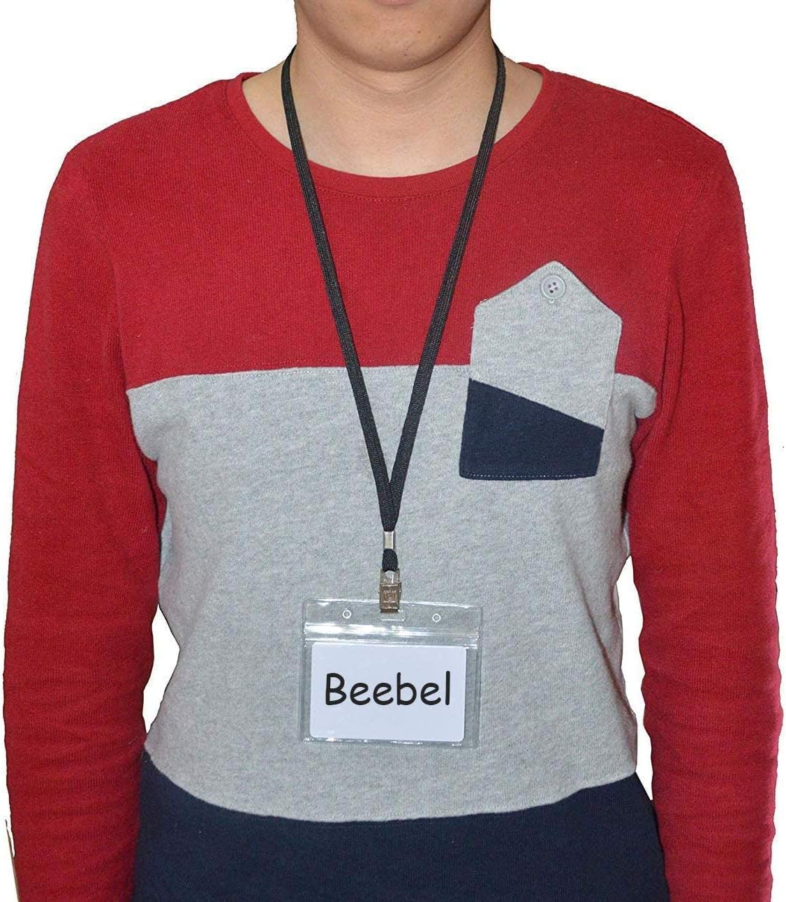 Beebel Lanyards 100 Pack Nylon Flat Badge Lanyard for Id Badge Name Tag (Navy Blue, 100 Pack)