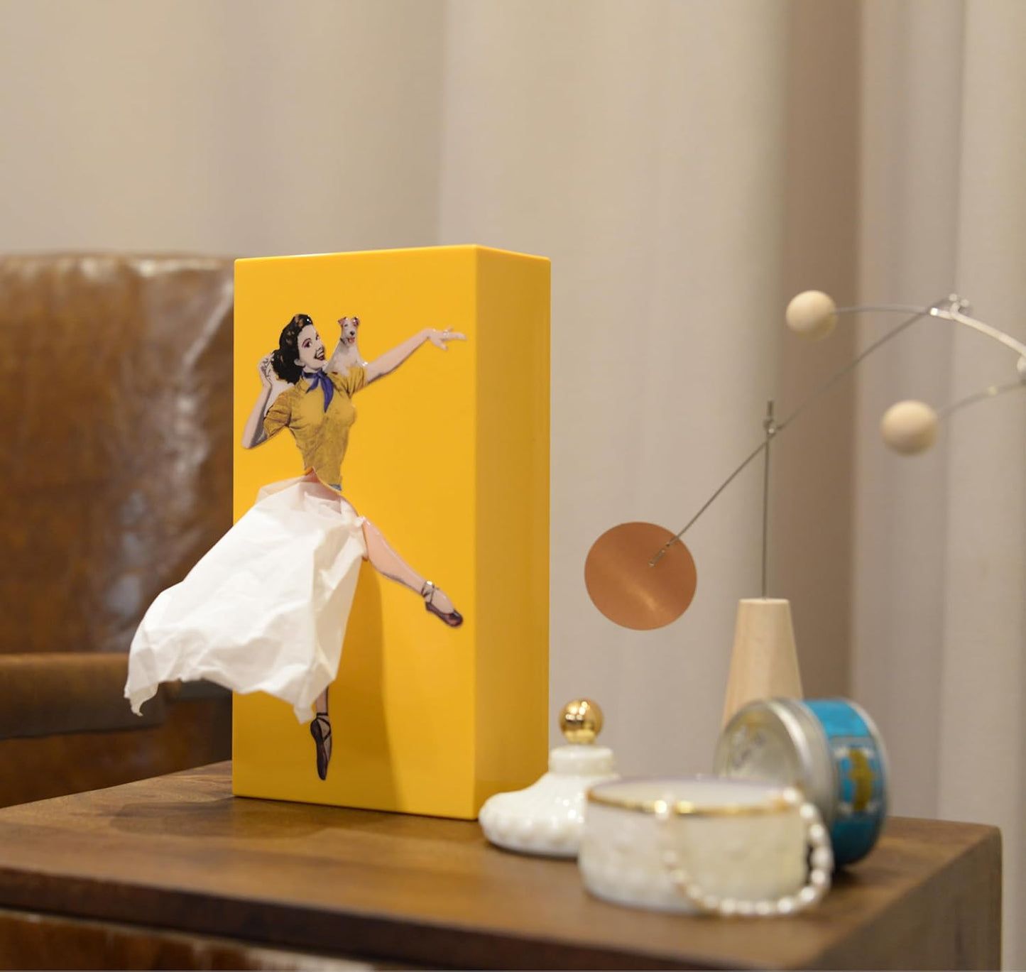 Flying Skirt® Tissue Box - The Original Award-Winning Lady Skirt Design, Resin Pop Art, Weighted Metal Base, Made in Korea, Premium Gifts & Novelty Home Decor by Spextrum (Orange)