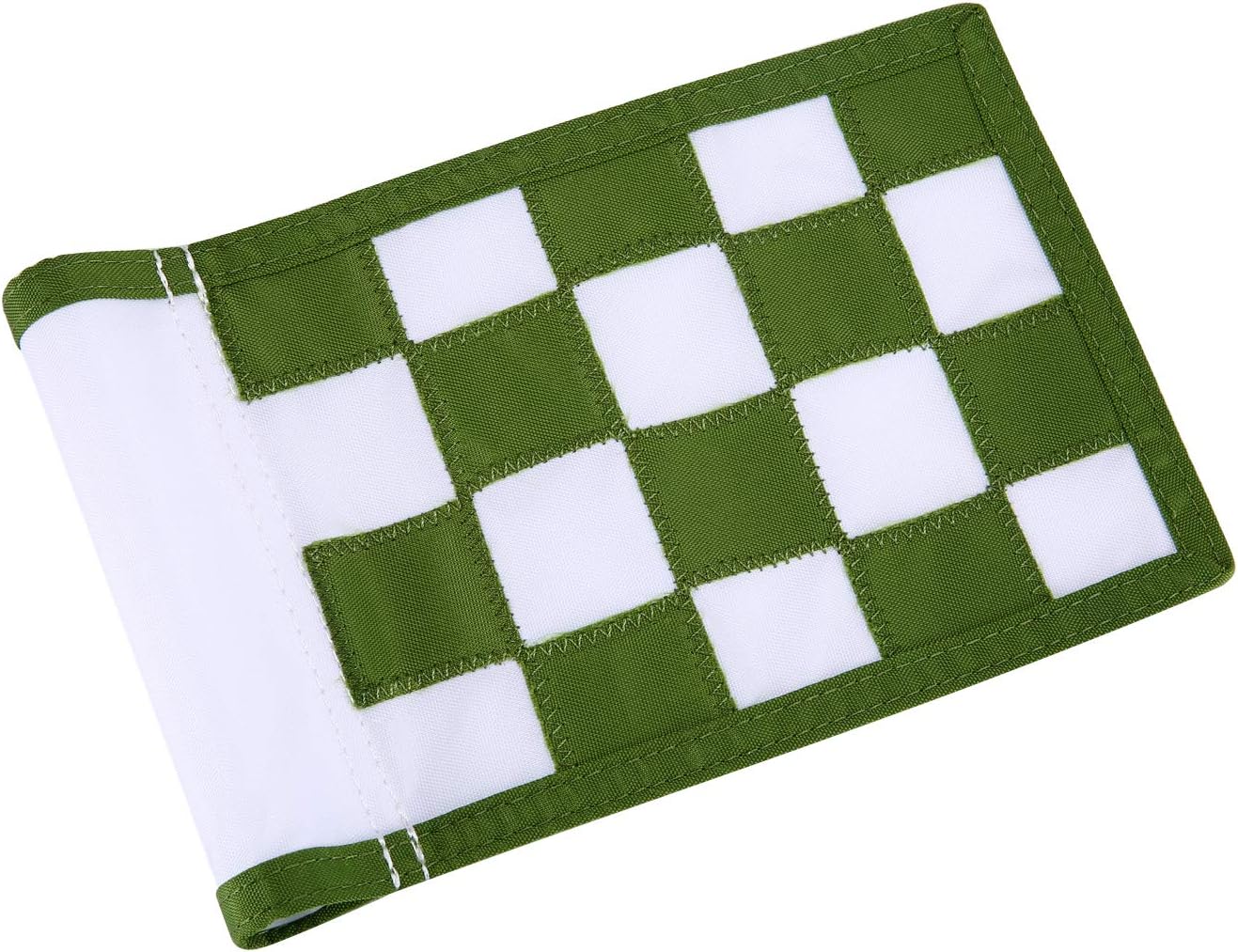 Nylon Golf Putting Green Flags - Solid & Checkered, Indoor/Outdoor, Portable Target Flags, 8.7"x6" (White-Green)