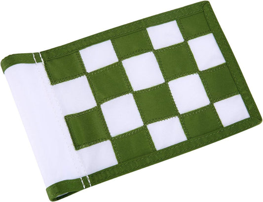 Nylon Golf Putting Green Flags - Solid & Checkered, Indoor/Outdoor, Portable Target Flags, 8.7"x6" (White-Green)