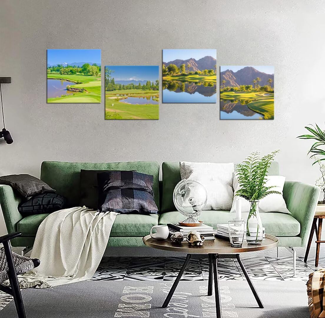 Pankila Indian Wells Golf Course Wall Art Canvas Prints USA California Golf Course Wall Decor for Living Room Bedroom Bathroom Home Decorations Framed Artwork Ready to Hang (20''W x 20''H x 4)