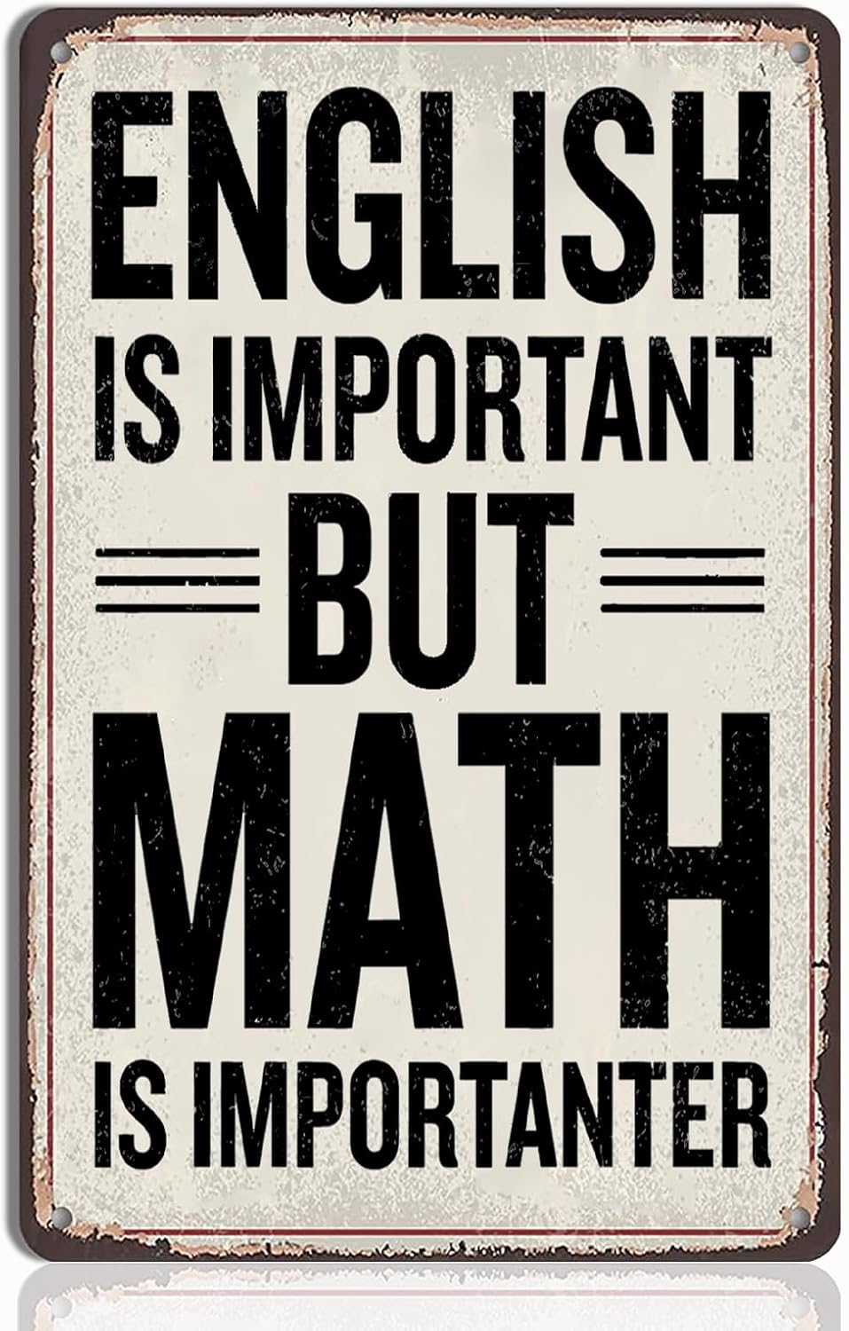 Funny Math Posters - Math Teacher Gift, Tin Sign Wall Art, Ideal Gifts for Math Teachers, Middle School & High School Classroom Decor, 8x12 Inch Metal Sign