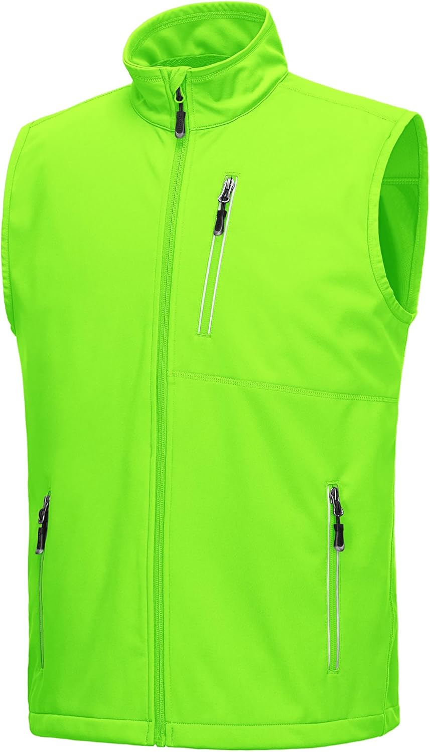 33,000ft Men's Windproof Lightweight Golf Vest Outerwear with Pockets, Softshell Sleeveless Jacket for Running Hiking Sports