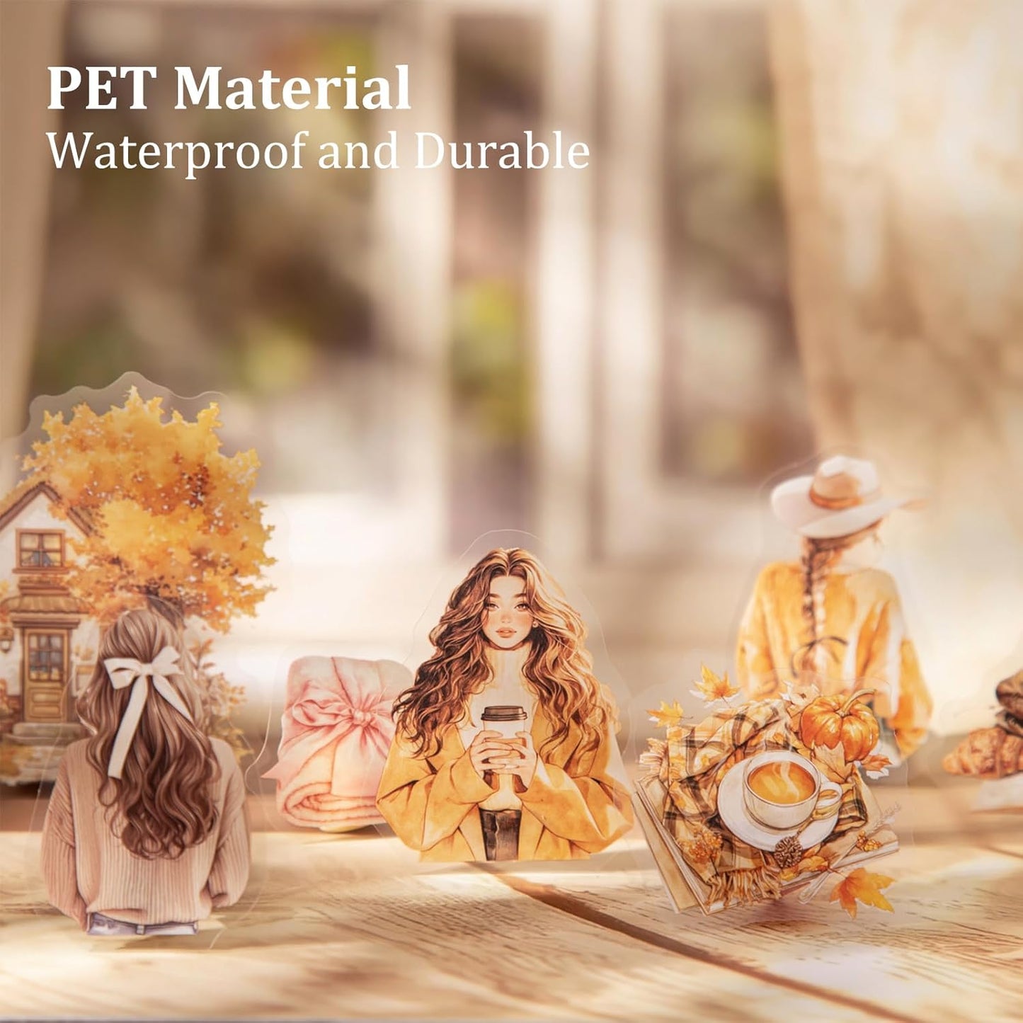 Cozy Home PET Stickers Set, 120PCS Vintage Girl and Room Aesthetic Stickers for Journaling, Scrapbooking, Planners and DIY Crafts