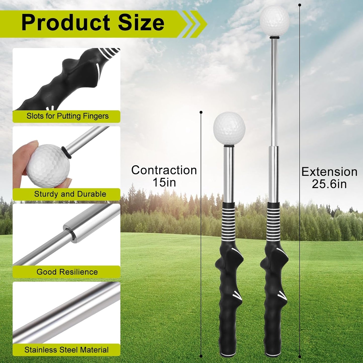 Retractable Golf Swing Aid for Golf Speed Training, Rhythm Click Golf Swing Trainer for Indoor Golf Practice & Outdoor Warm Up, Golf Grip Trainer for Improving Hitting Strength & Tempo