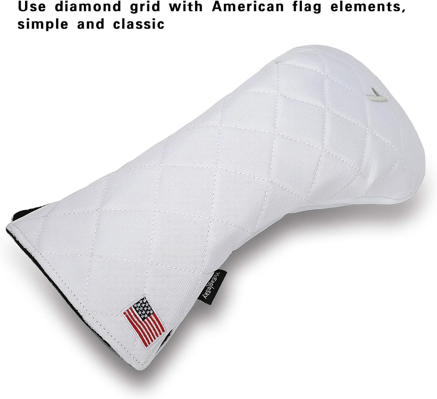 Golf Head Covers Driver Fairway #3#5 Hybrid USA Flag for Club Men Women, (Black or White)