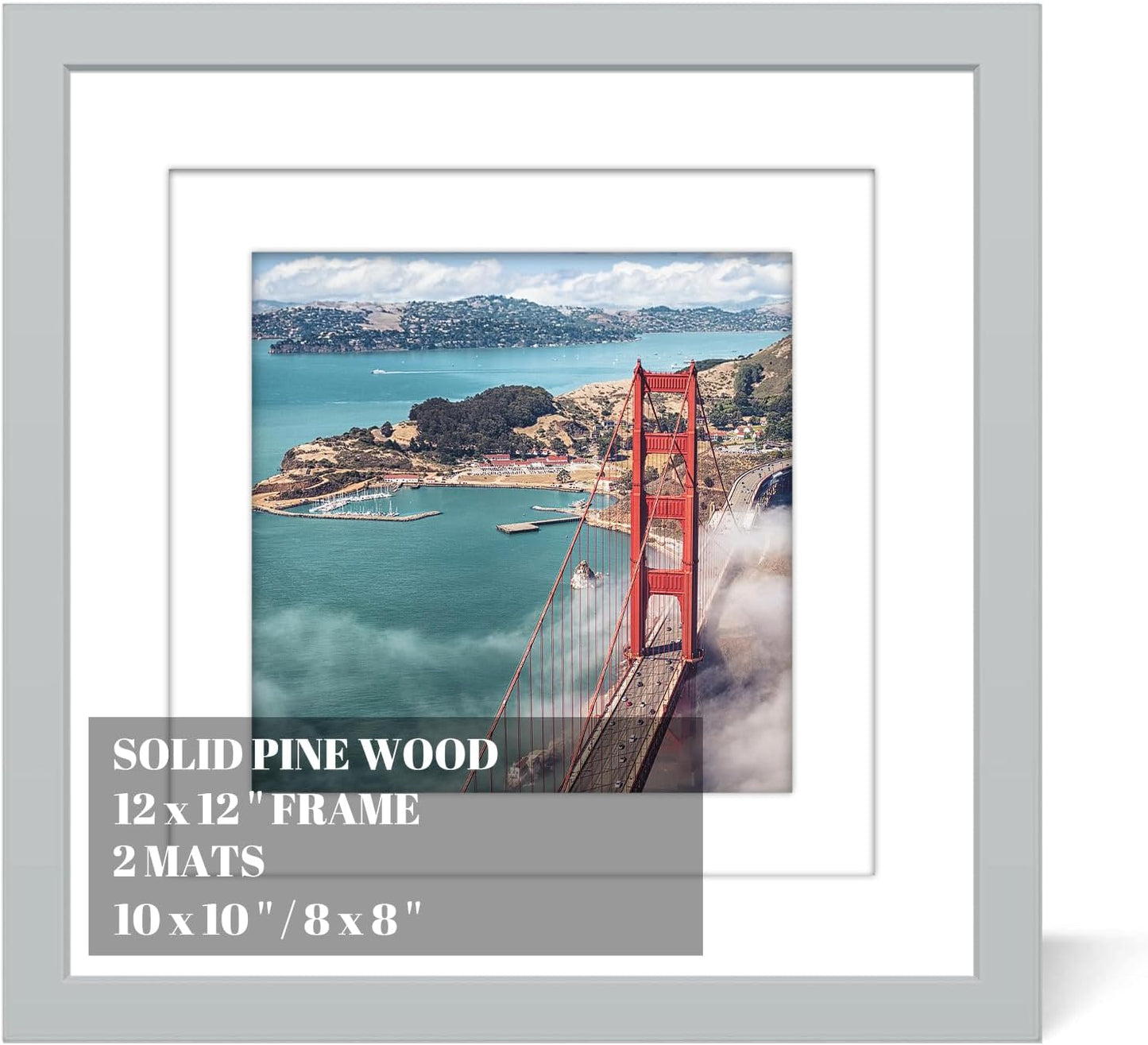 12x12 Wood Picture Frames for Wall Hanging or Tabletop,Diamond Painting Frame Baby Scan Picture Frames with 2 Mats Display 8x8 or 10x10 for Family Walls Decoration,Anniversary,Wedding,Christmas(Gray)