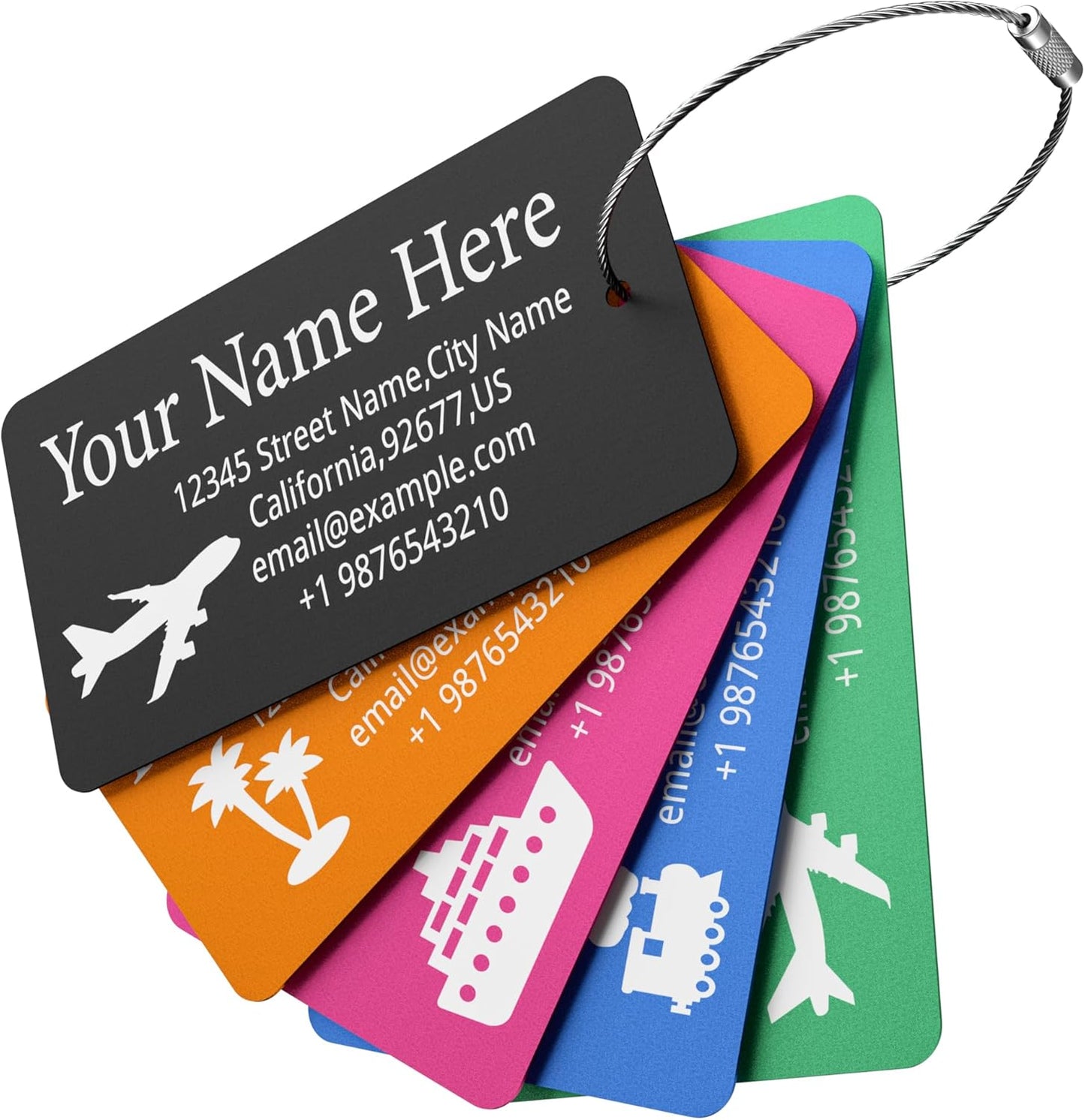 Luggage Tags for Suitcase - Pink Personalized Engraved Metal Tag for Cruise Travel - Custom Name Tags Suitable for Bags and Backpacks