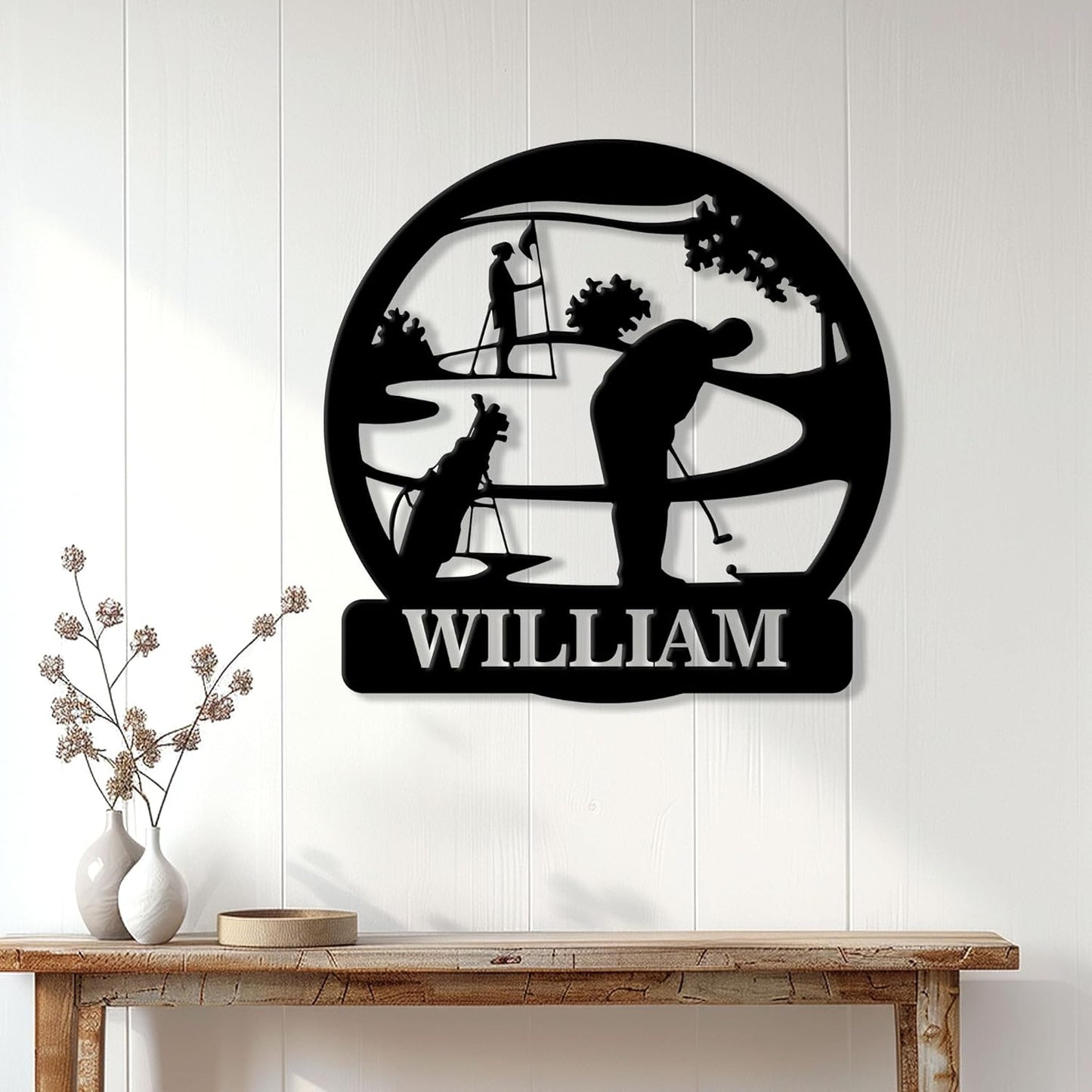 Personalized Golf Metal Sign, Golfer Hanging Sign Outdoor Porch Welcome, Custom Name Wall Fence Yard Patio Home Office Decor Gift for Dad, Husband, Son by OhaPrints
