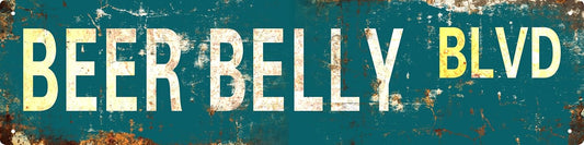 AWISZZZ Vintage Metal Tin Sign Retro Beer Belly Blvd Signs Stylish Wall Art Plaques for Home Decor Bathroom Kitchen House and Gothic Wall Decor or as a Unique Poster 16x4 in