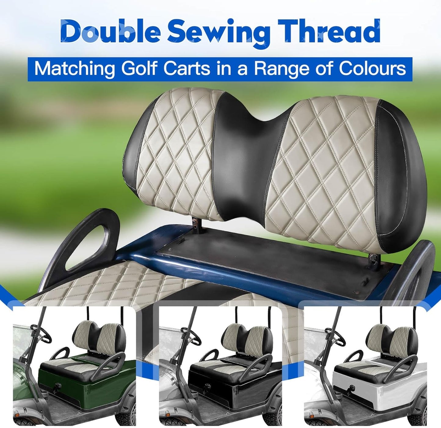 NOKINS Golf Cart Diamond Seat Covers Kit, Fit for Club Car Precedent OEM Standard Front Seat Cushion, Golf Cart Vinyl Seat Cover, No Nails Required