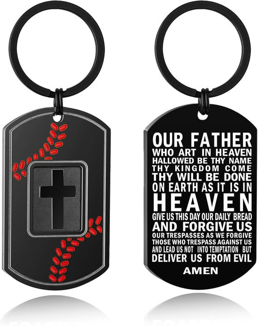 Football/Baseball/Soccer/Basketball Keychain for Men First Communion Baptism Confirmation Mens Gifts