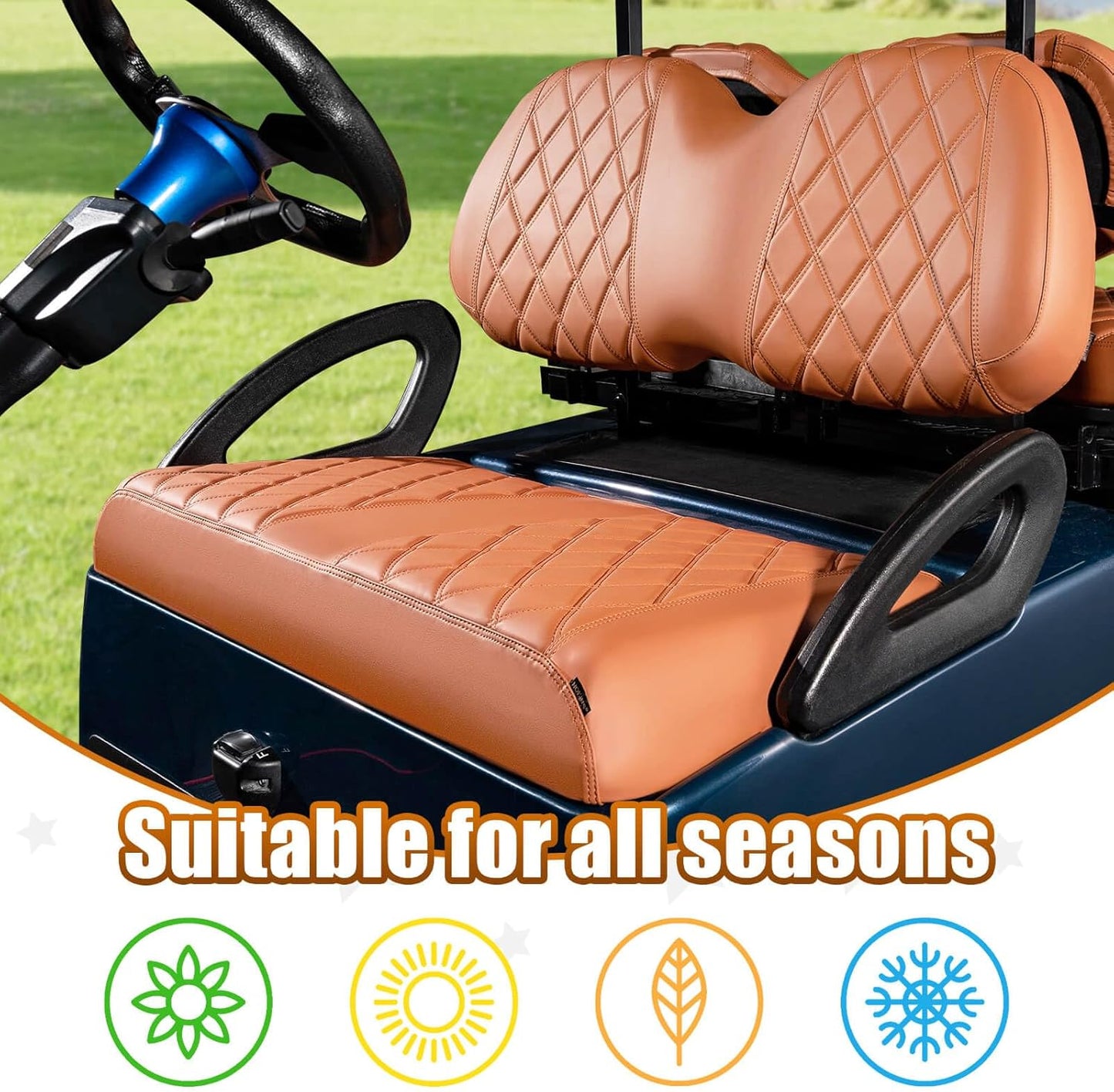 NOKINS Golf Cart Diamond Seat Covers Kit, Fit for Club Car Precedent OEM Standard Front Seat Cushion, Golf Cart Vinyl Seat Cover, No Nails Required