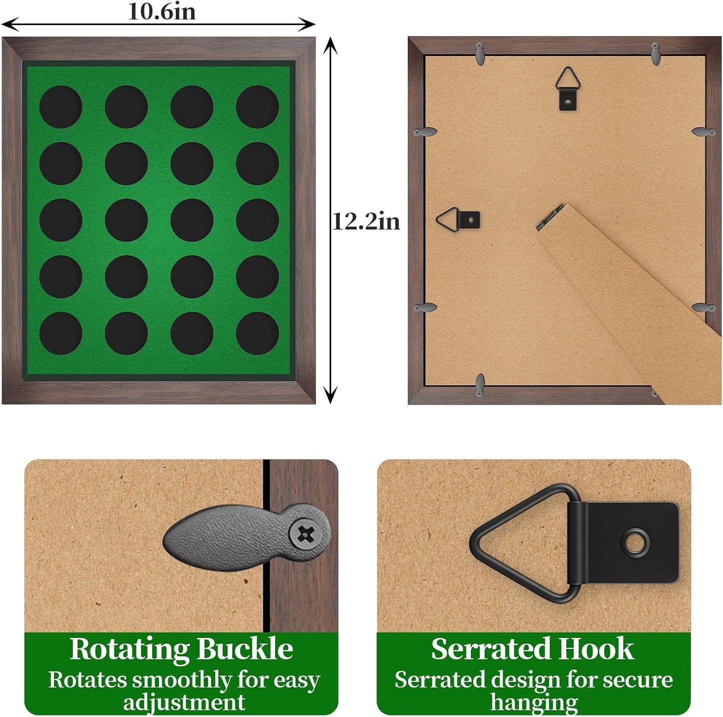 Golf Balls Display Case Frame for 20 Balls, 10.3" x 12.2" Golf Balls Shadow Box for Wall and Tabletop Display , Perfect for Golf Lovers