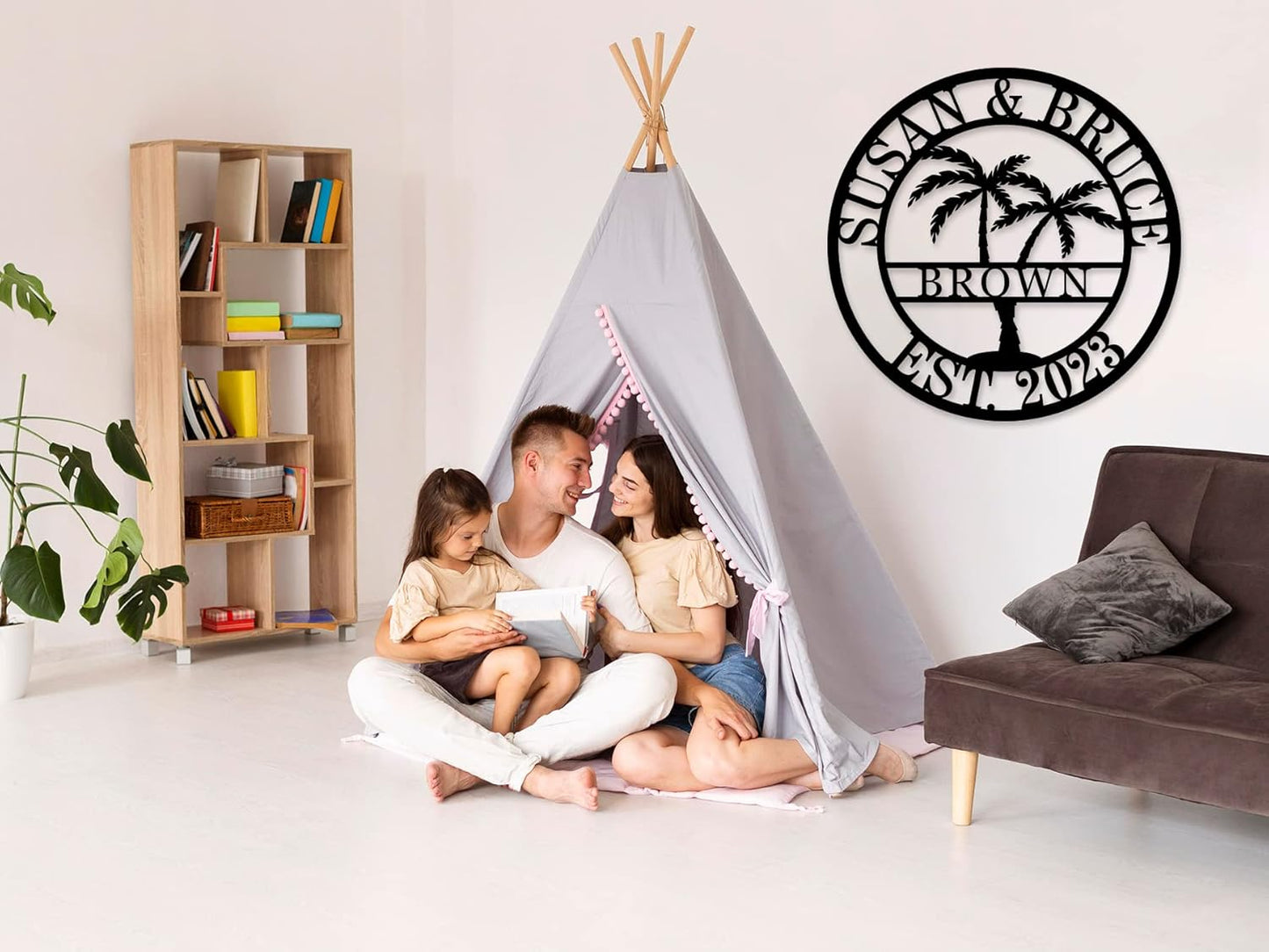 Custom Metal Sign with Palm Tree, Personalized Metal Sign, Outdoor Palm Tree Signs, Custom Coconut Tree Wall Art