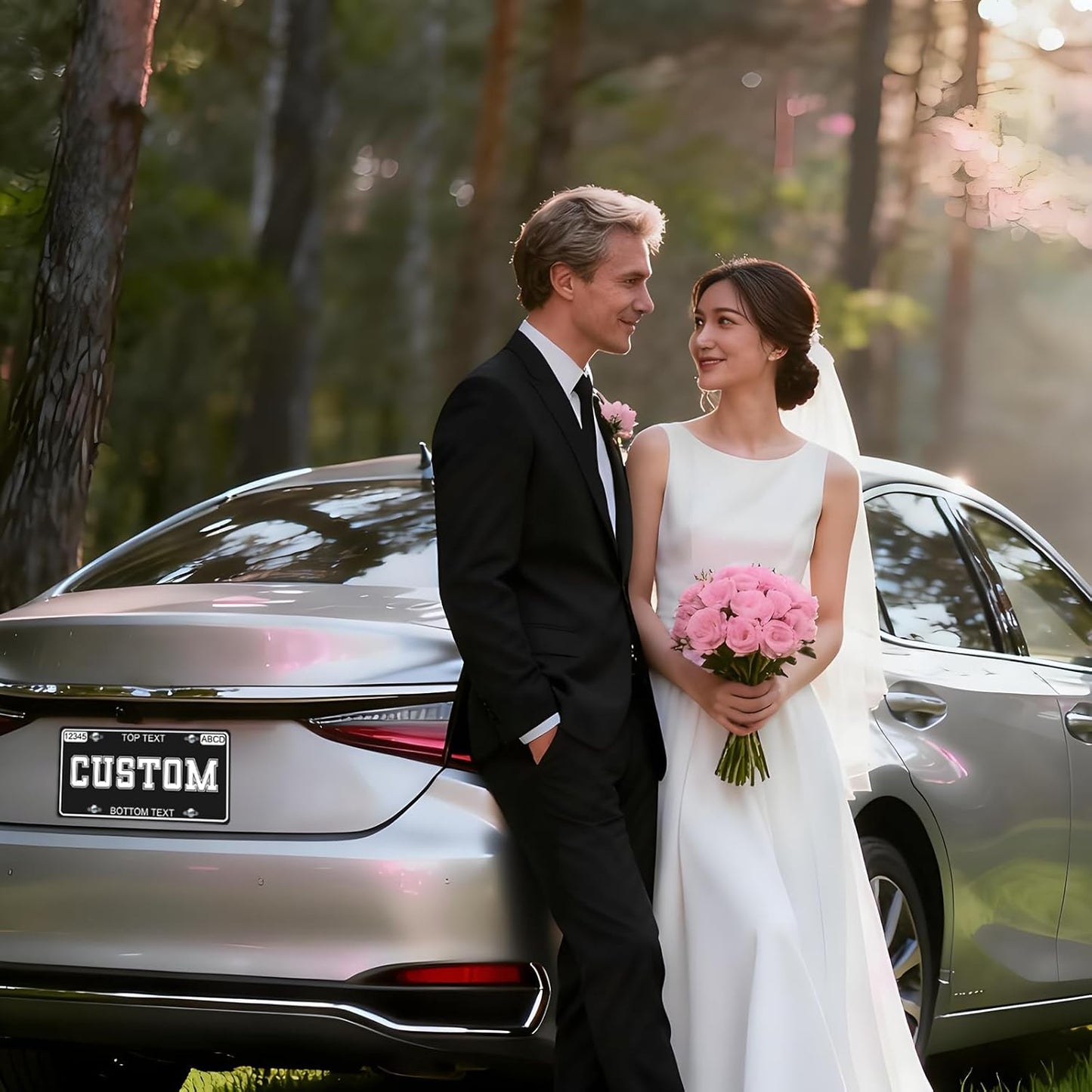 Custom License Plate - Metal Personalized License Plates with UV Printed Decorative Designs Front Vanity for Car, Auto Accessories with Customizable Text - 6x12 Inch Car Decor Tags & Number Plates