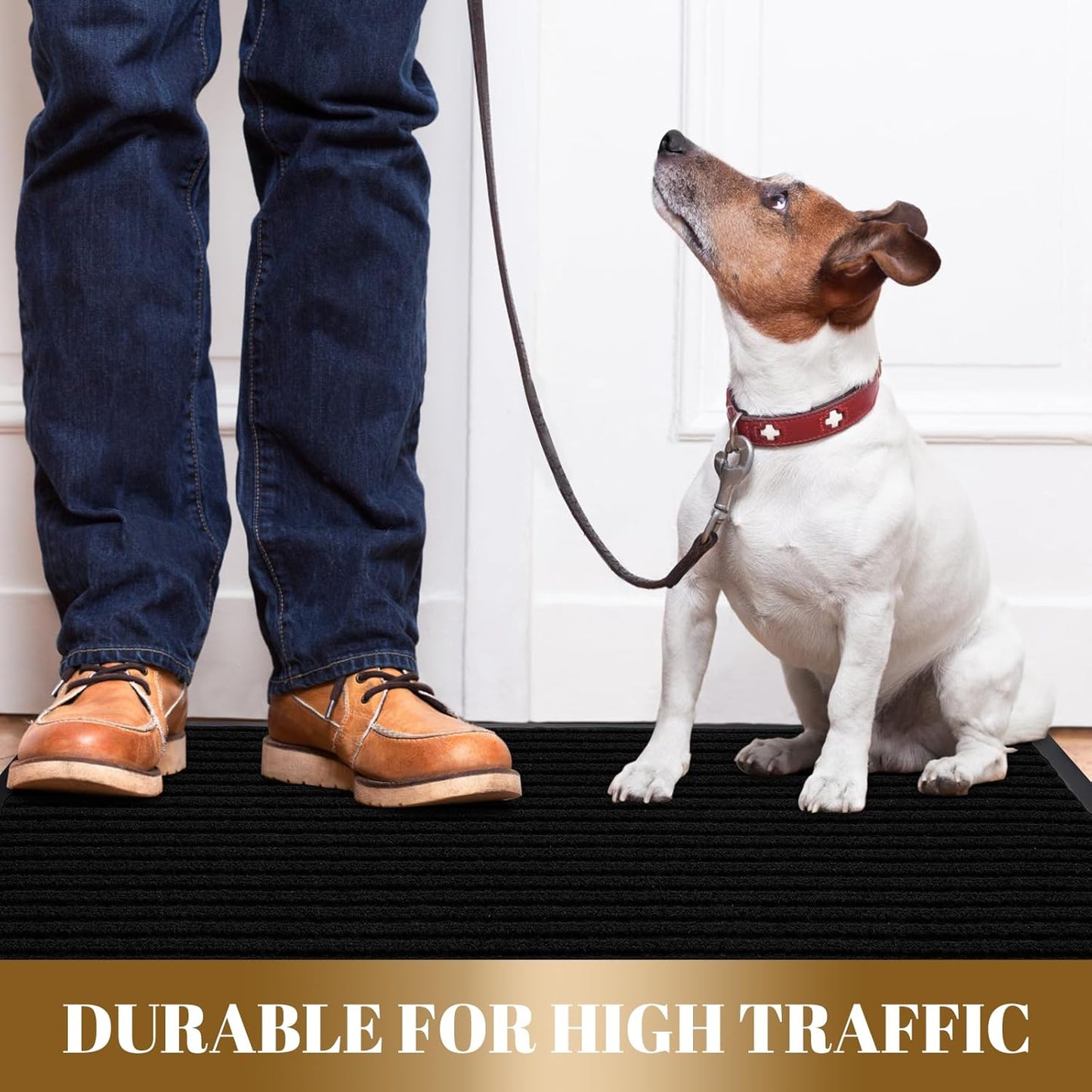 Yimobra Front Door Mat Outdoor Indoor Entrance, 100% Waterproof All-Season All Weather Doormat, Welcome Matt Outside Entry, Non Slip, Low Profile, Heavy Duty Patio Porch Floor Mats,36 x 24,Black