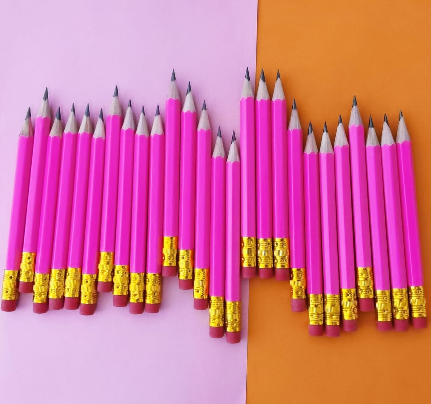 Adhere 25pcs Golf Pencils with Eraser Pre sharpened Hexagon half Wooden Pencils Graphite 2B for Golf Event Scoring,Classroom,Wedding,Company Meetings,Pew, Pocket (Rose Red)