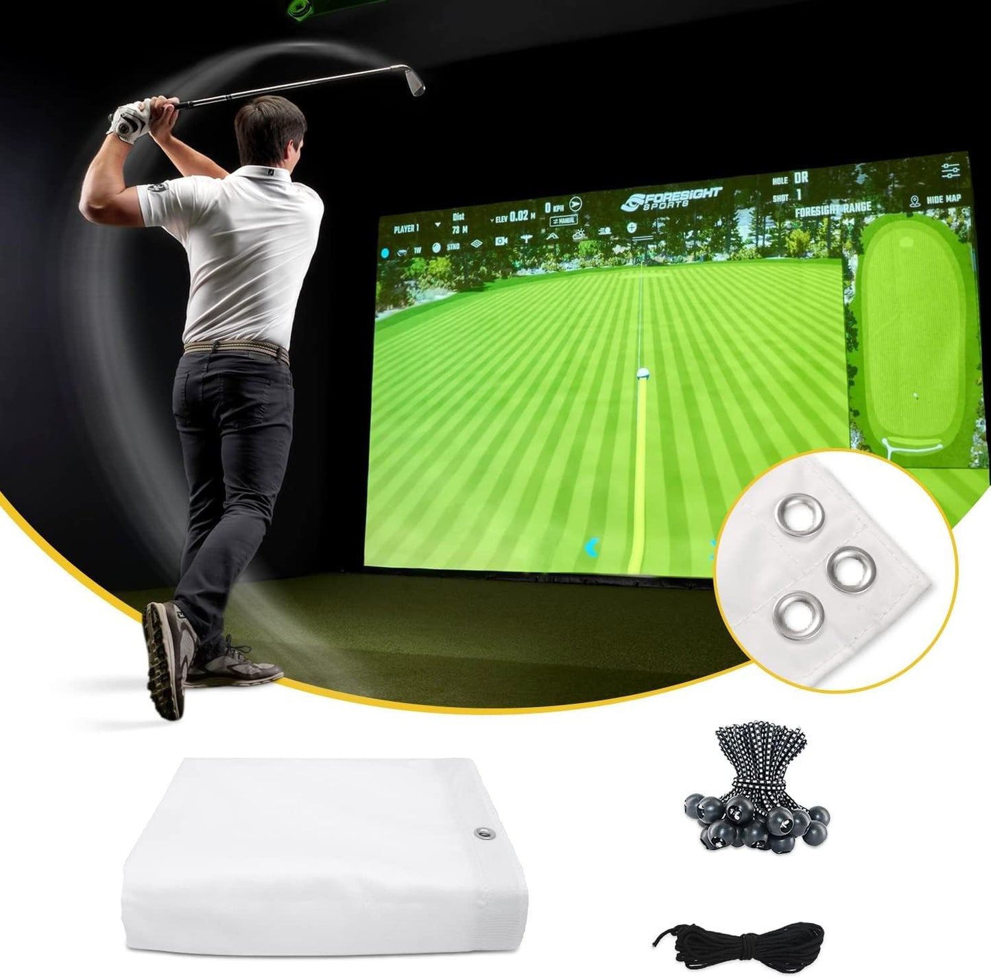 Golf Simulator Impact Screen（118 * 78 98 * 98 118 * 118 118 * 138） for Golf Training, Indoor Golf Simulators, Washable Golf Impact Screen for Golf Practice