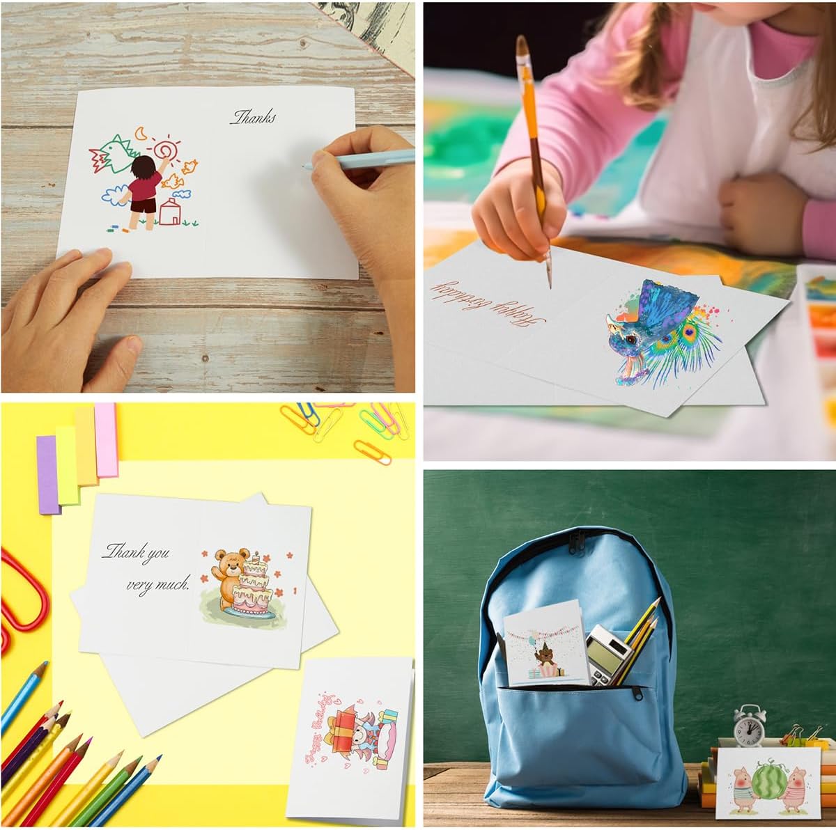 50 Pack Blank Cards Folded Cardstock Thank You Blank Greeting Cards for Invitations, Wedding, Greeting Cards, All Occasion DIY, 3x5 Folded Cards White