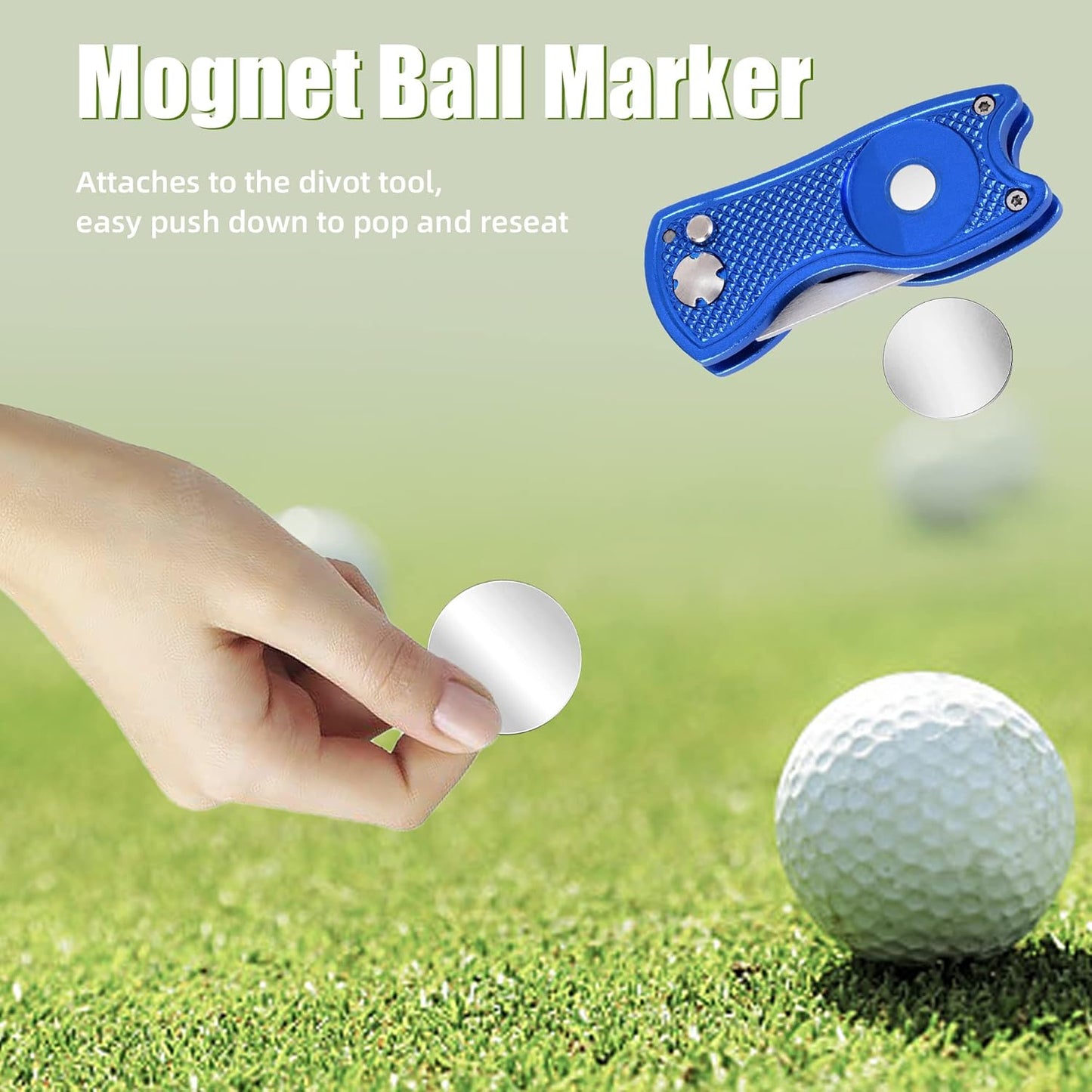 Mile High Life Golf Divot Repair Tool, All Metal Foldable Divot Tool with Pop-up Button & Magnetic Ball Marker, 2-6 Pack