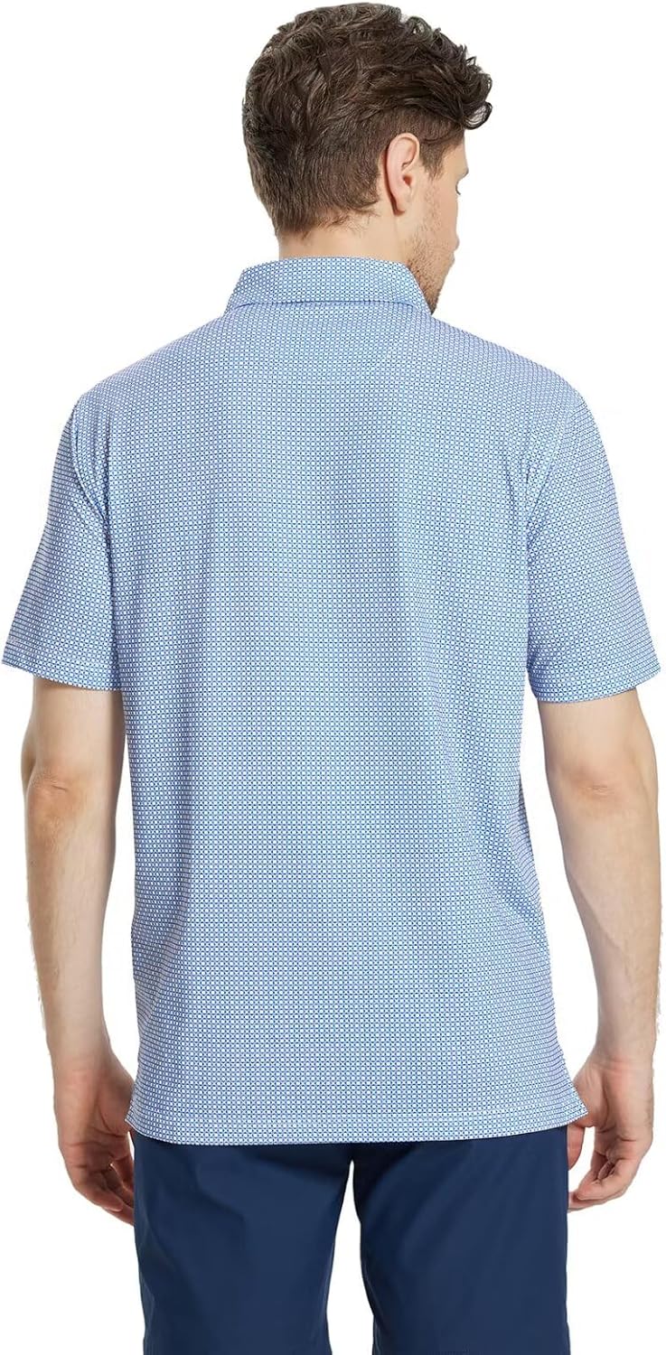 M MAELREG Mens Golf Shirt Short Sleeve Dry Fit Print Moisture Wicking Performance Patterns Collared Polo Shirt