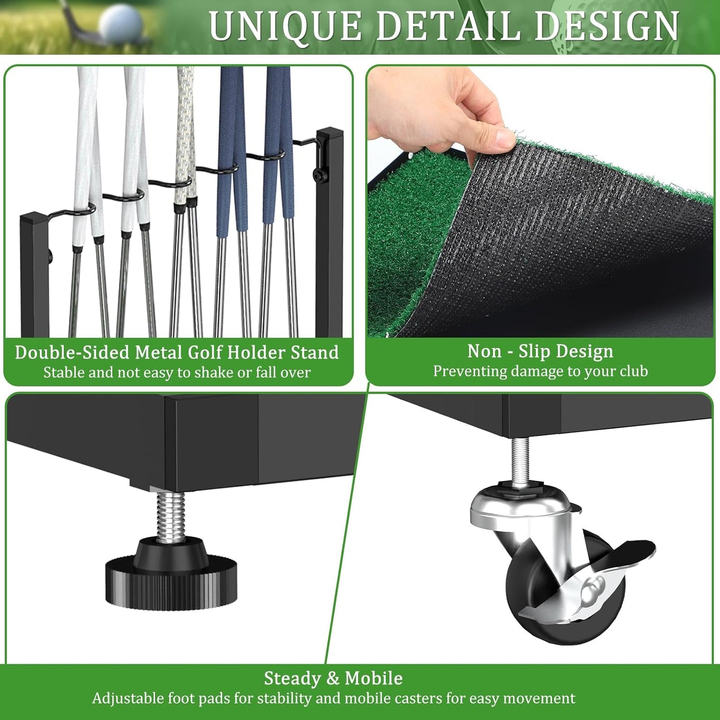 OYEAL Golf Club Holder Stand, Golf Ball Holder Display for 10 Cues, Golf Club Storage Organizer for Garage, Home Club Simulator, Golf Accessories/Gifts for Men Golfers, Black