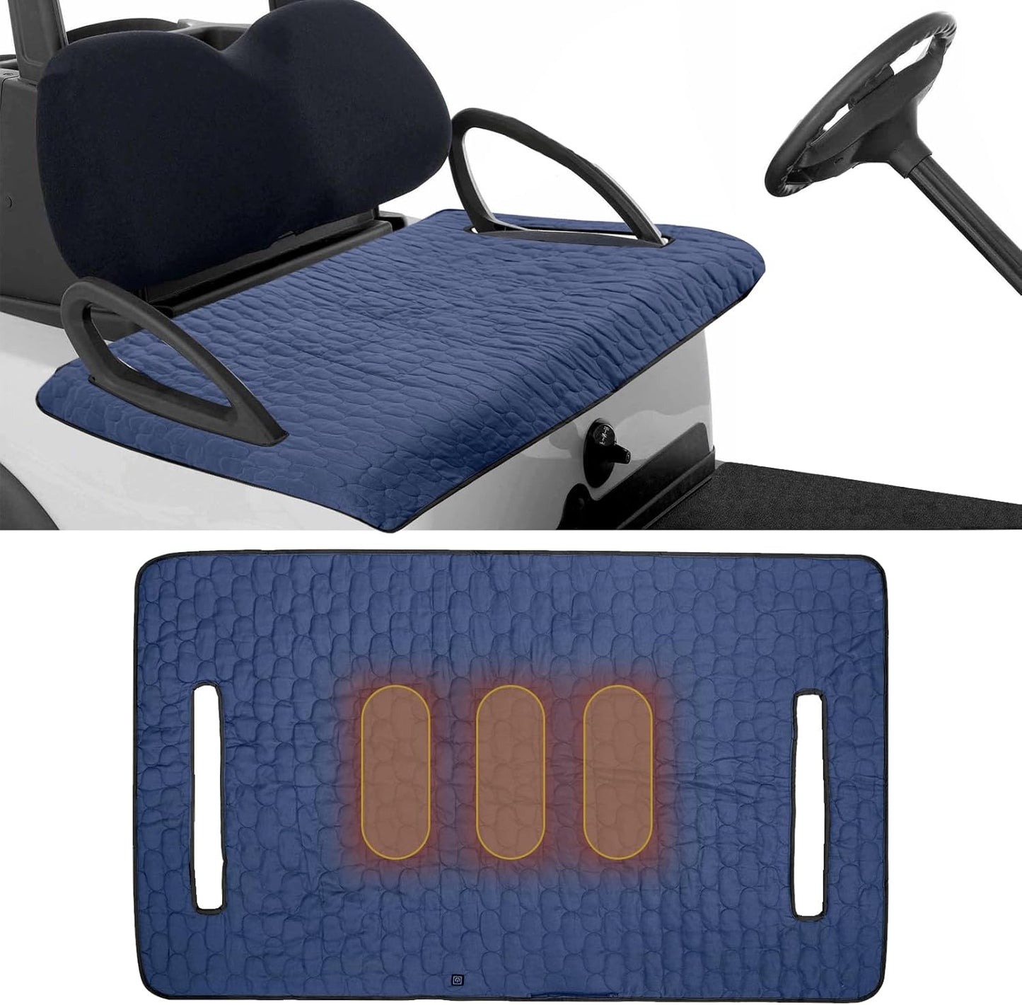TUYU Heated Golf Cart Seat Cover,Non-Slip Winter Golf Cart Seat Warmer Towel Blanket for 2-Person Seats Club Car, Golf Cart Accessories Gift for Men.52 * 32 inch. Keeps Warm and Clean