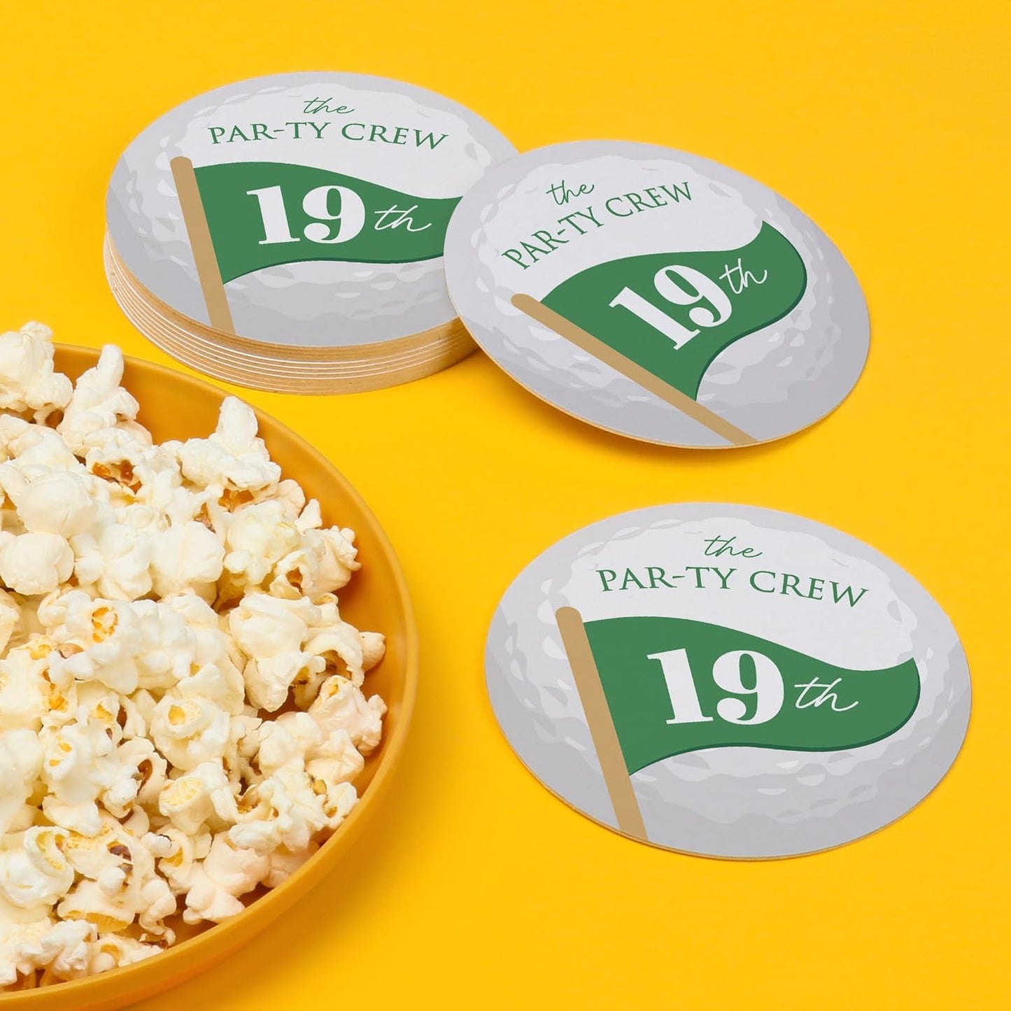 Big Dot of Happiness Personalized 19th Hole Golf Drink Coasters, 4-Inch Disposable Round Paper Coasters for Golf Clubhouse Birthday Party, Custom Funny Cocktail Table Decor for Bar Drinks - Set of 25