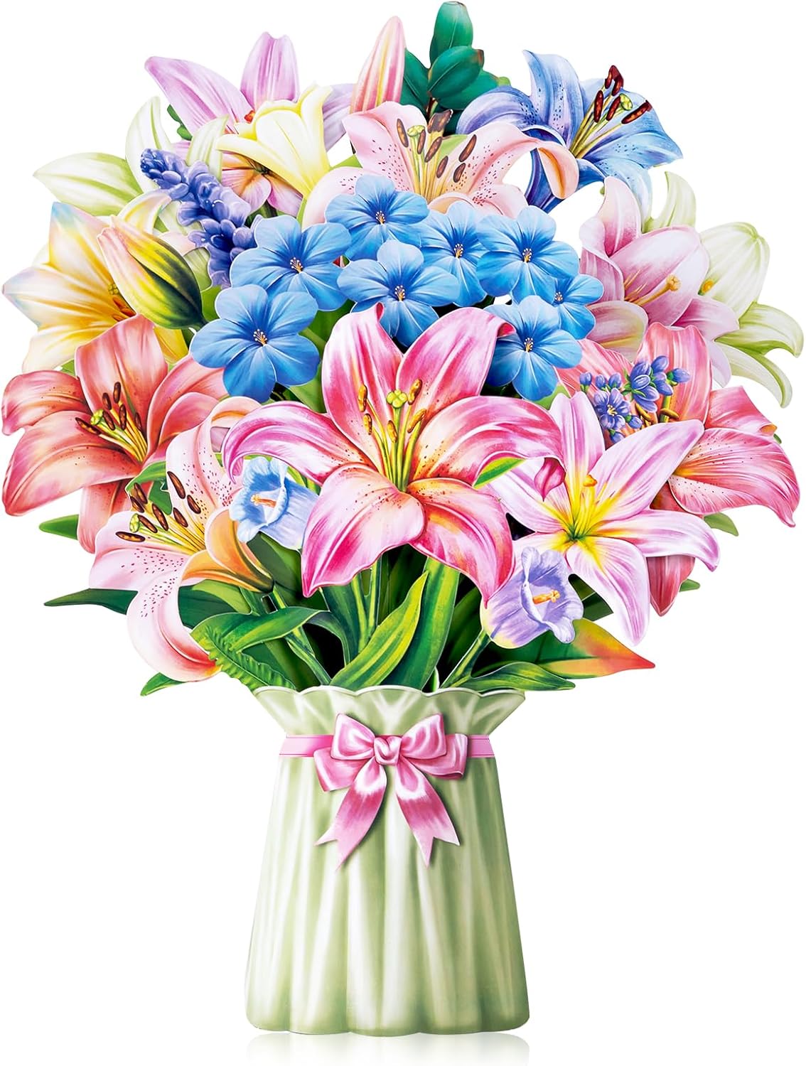 Airpark Pop Up Flower Card, 3D Greeting Card – Colorful Lily Bouquet – For Mom, Teacher – Thank You, Birthday, Mother’s Day Card