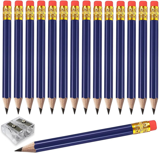 Adhere 25pcs Golf Pencils with eraser Hexagon Wooden Pencils Graphite 2B for Golf Event Scoring,Classroom,Wedding,Company Meetings,Pew, Pocket (Navy Blue)