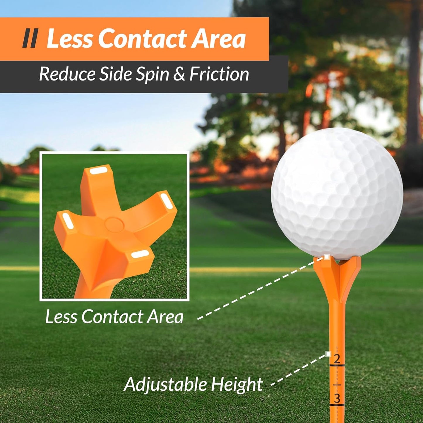 Plastic Golf Tees, 150 Pack (130 Driver Tees + 20 Iron/Hybrid Tees), Low Friction & Resistance, 4-Prongs Head Design to Reduce Friction & Side Spin