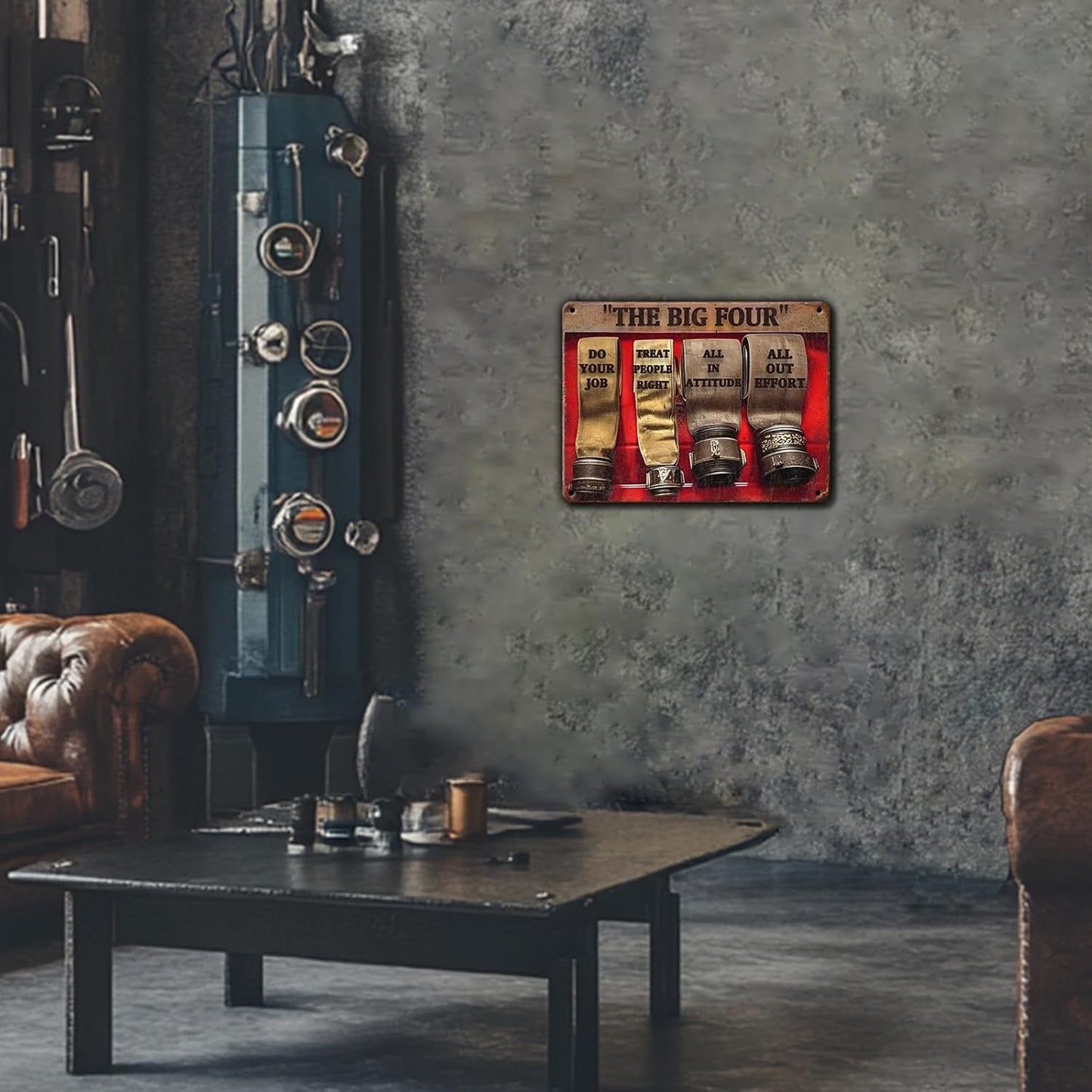 The Big Four Firefighter Do Your Job Firefighter Metal Tin Sign 12x16 Inch Retro Firefighter Metal Poster Plaque Fun Firefighter Tin Sign Home Kitchen Garden Bar Coffee Man Cave Wall Decor