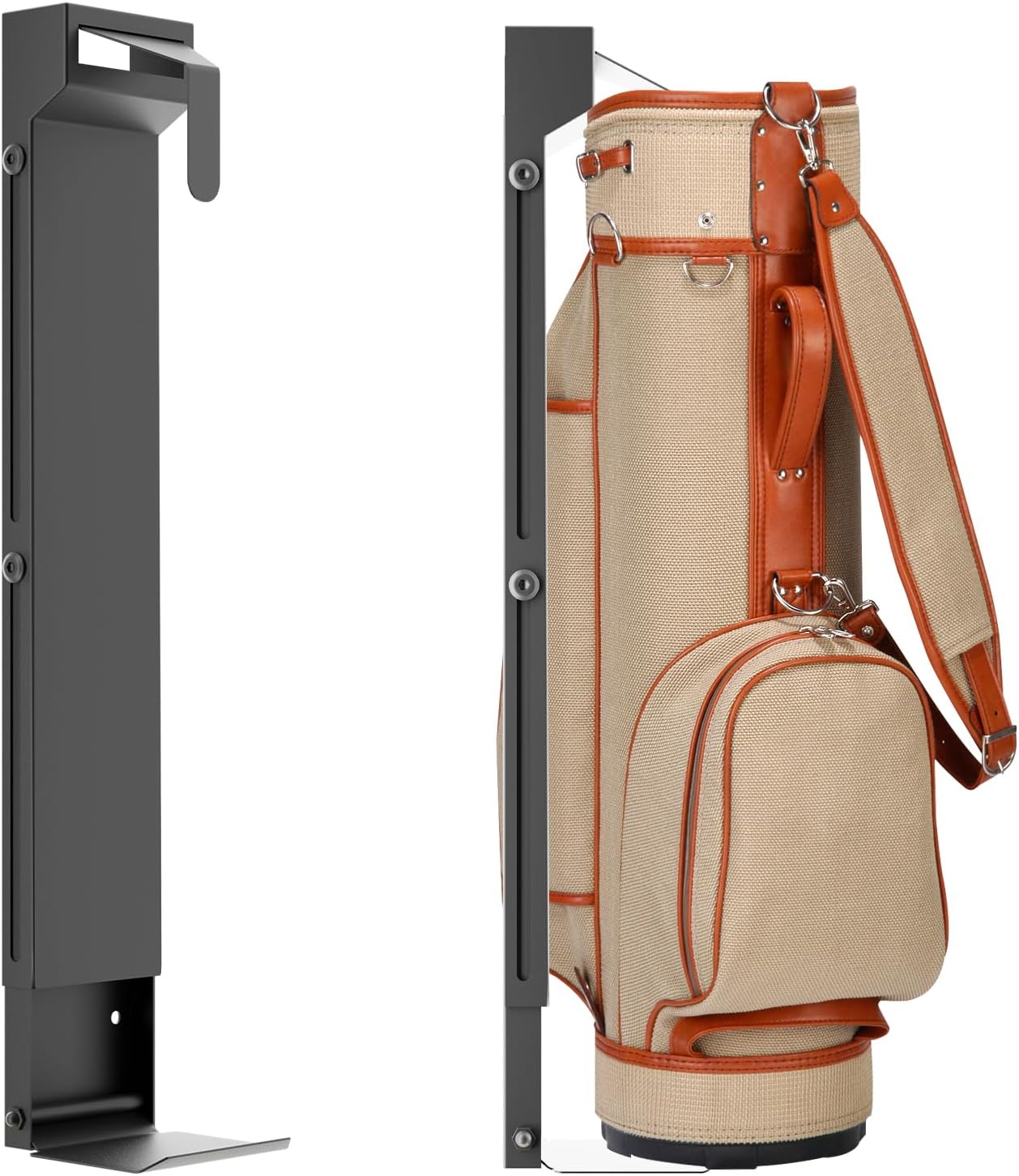 Tour-Grade Wall Mount Golf Bag Holder - Forged Wall Mounted Golf Bag Storage Rack, Premium Sleek Design for Garage/Man Cave