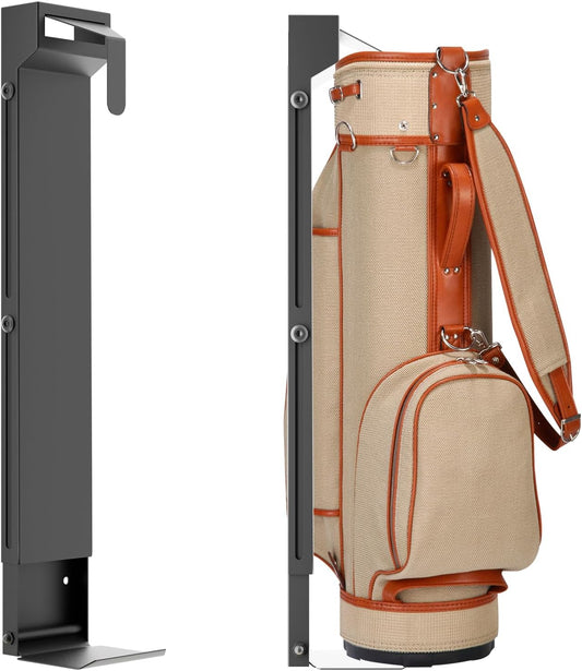 Tour-Grade Wall Mount Golf Bag Holder - Forged Wall Mounted Golf Bag Storage Rack, Premium Sleek Design for Garage/Man Cave