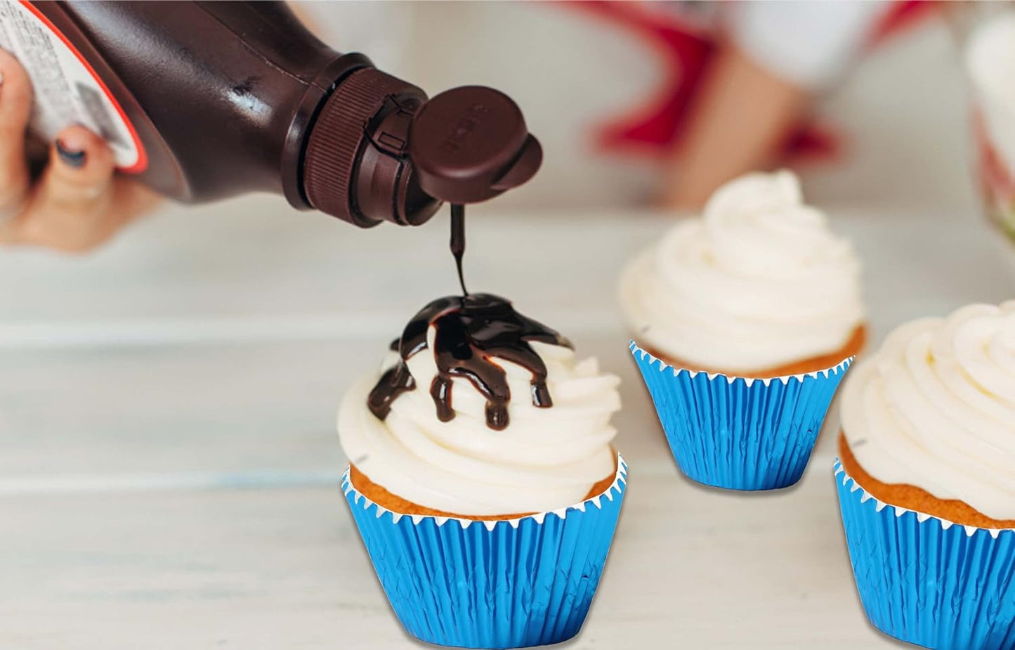 Blue-Foil Cupcake-Liners Paper-Baking-Cupcake,for different Parties, Weddings,Standard Sized(pack of 100） …