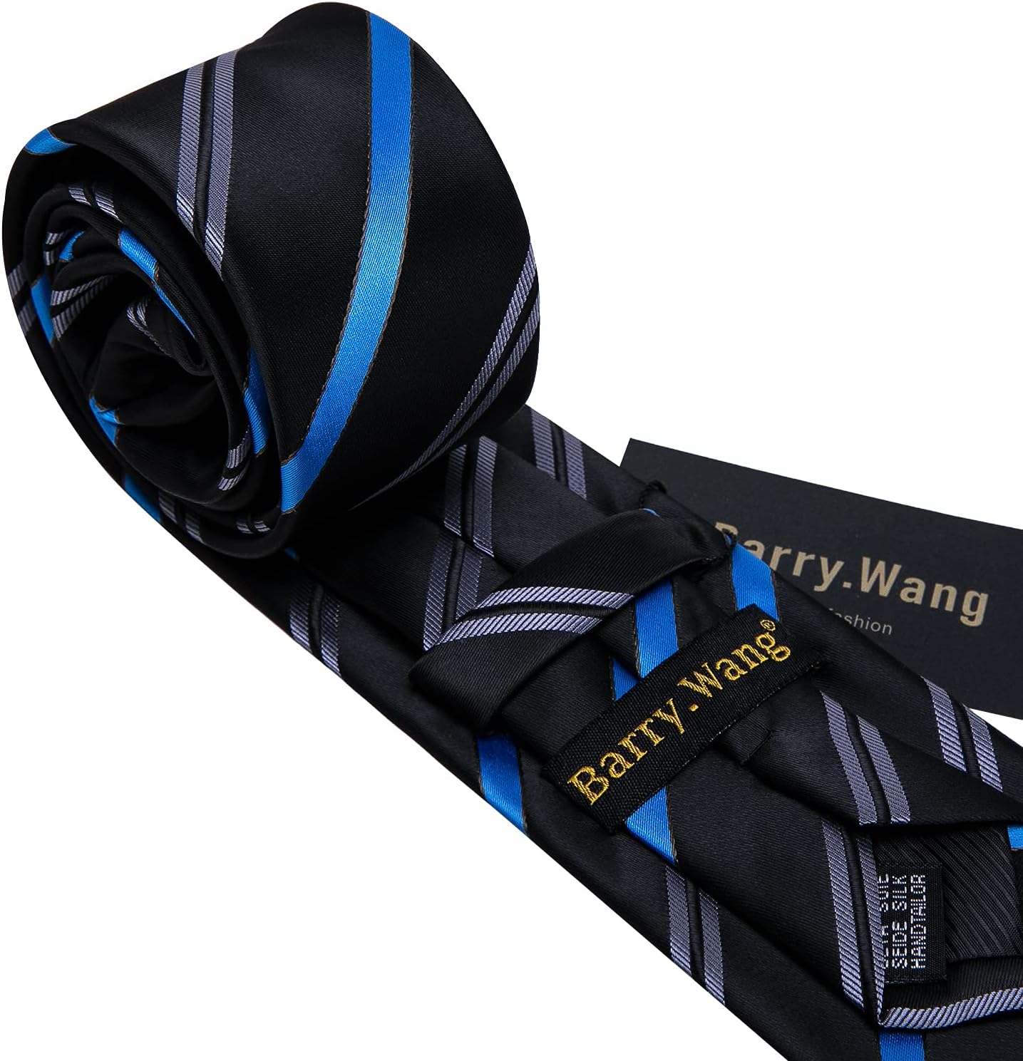Barry.Wang Designer Classic Ties for Men Set Formal Pocket Square Cufflink Check Plaid