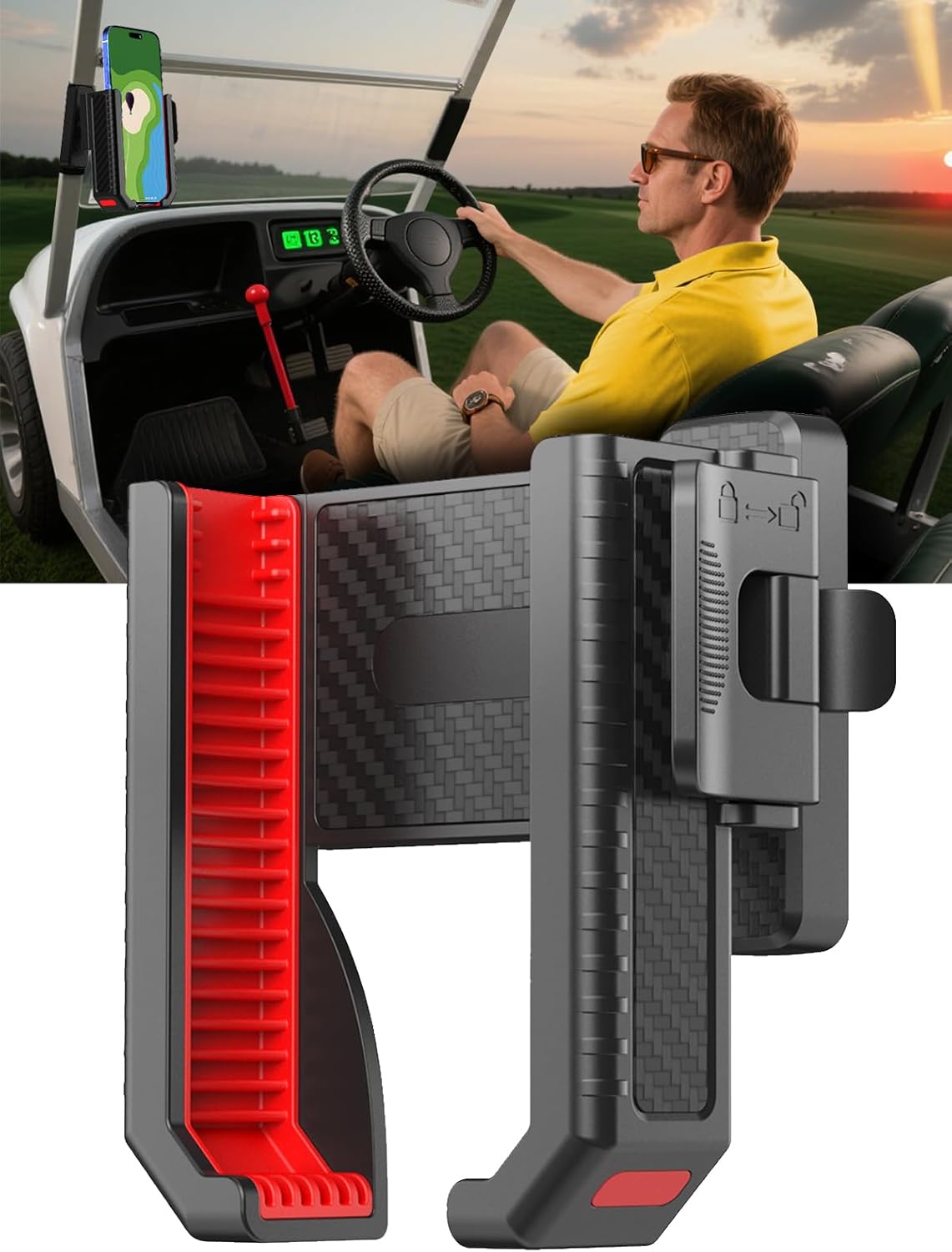 Magnetic Golf Cart Phone Holder-Cell Phones Mount with Neodymium N52 Magnets-Golf Cart Accessories Fit Big Phones and Thick Phone Stand-Golf Essentials Gift for Friend Men Women