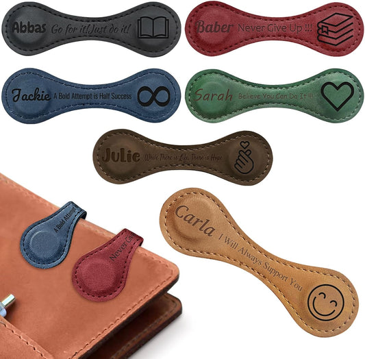 Personalized Leather Magnetic Bookmarks, Custom Engraved Magnetic Bookmarks Clips with 26 Letters Name Initial, Personalized Gifts for Book Lovers, Teachers, Kids, Readers