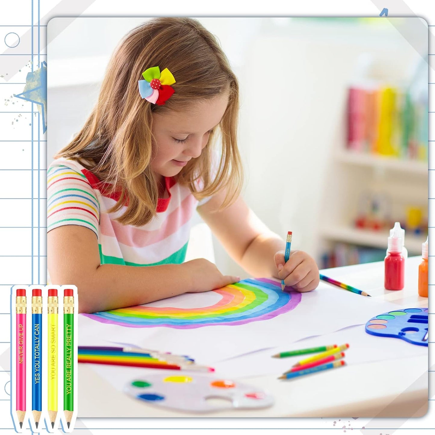 Tinlade 72 Pcs Inspirational Golf Pencils with Erasers for Kids Bulk Presharpened Neon Mini Quotes Half Pencils Back to School Students Gifts from Teacher for School Office Graduation Supplies