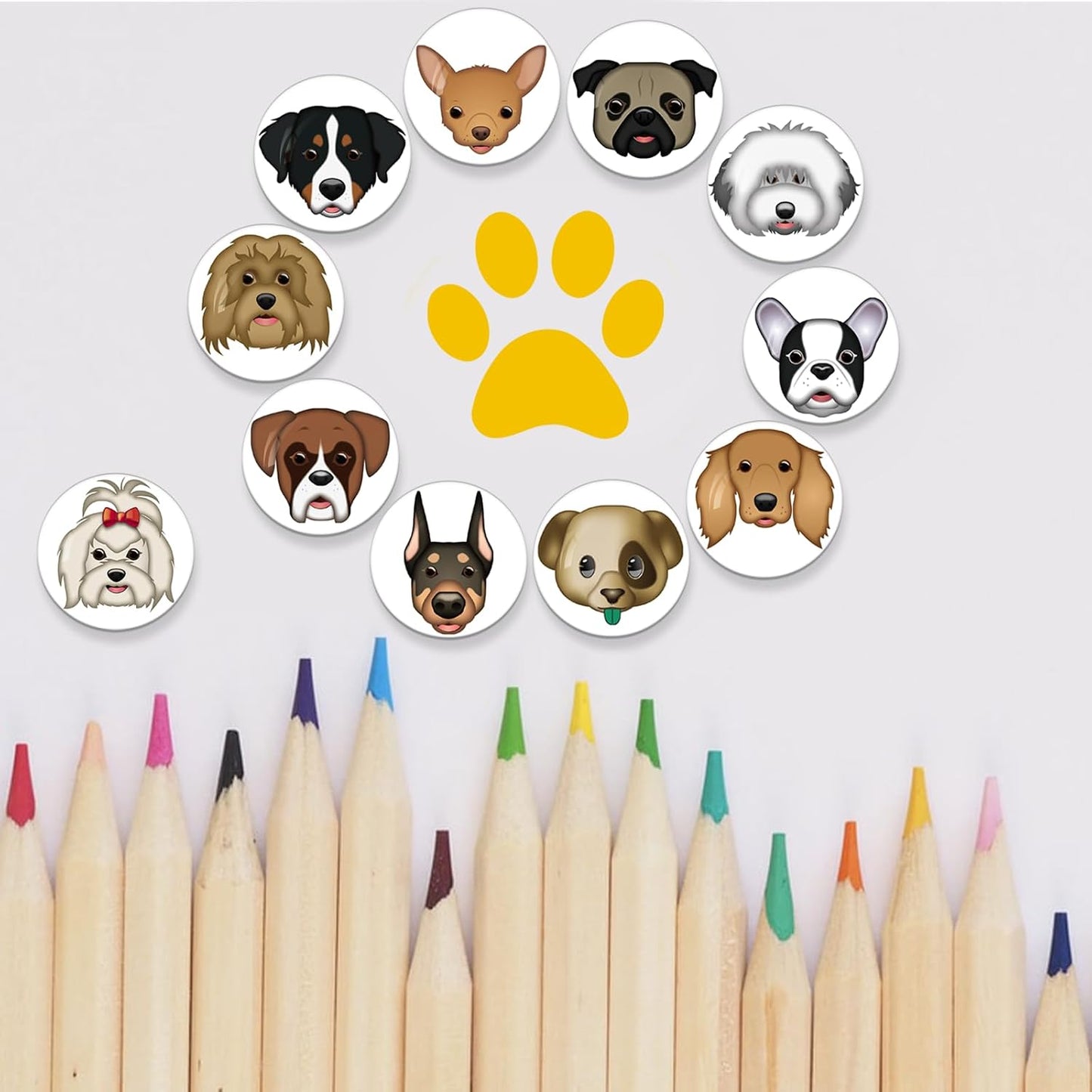 MORCART 54Pcs Emoji Refrigerator Magnets Fridge Magnets for Locker Whiteboard - Cut Dog Magnets Funny Magnets for School Home Kitchen Office Gift for Family and Friend EM-024