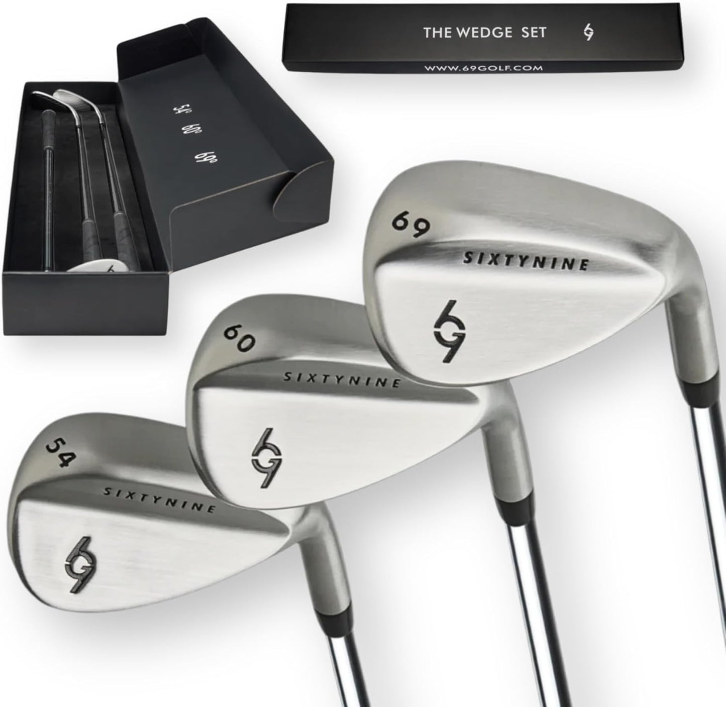 Golf Wedge Set for Men & Women (54/60/69 Set) by 69 Degree Golf | Lob, Sand & Pitching Wedges | Length 35" Steel Shaft