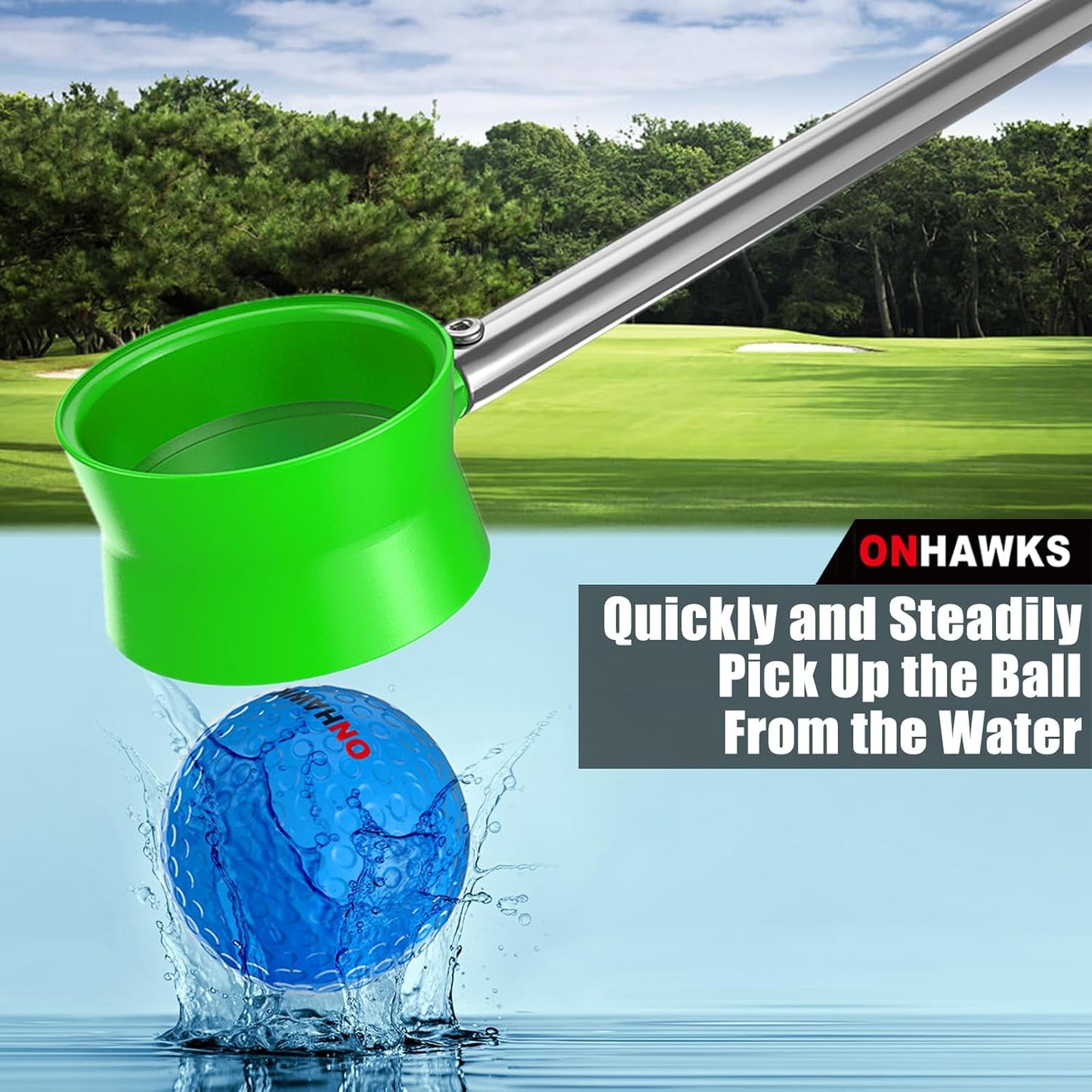 Golf Ball Retriever for Water,Telescopic 12Ft/9Ft Stainless Steel Shaft Two-Sided Easy Pick Up Balls,Unbreakable Head Retriever Tool Golf Accessories Golf Gift for Men