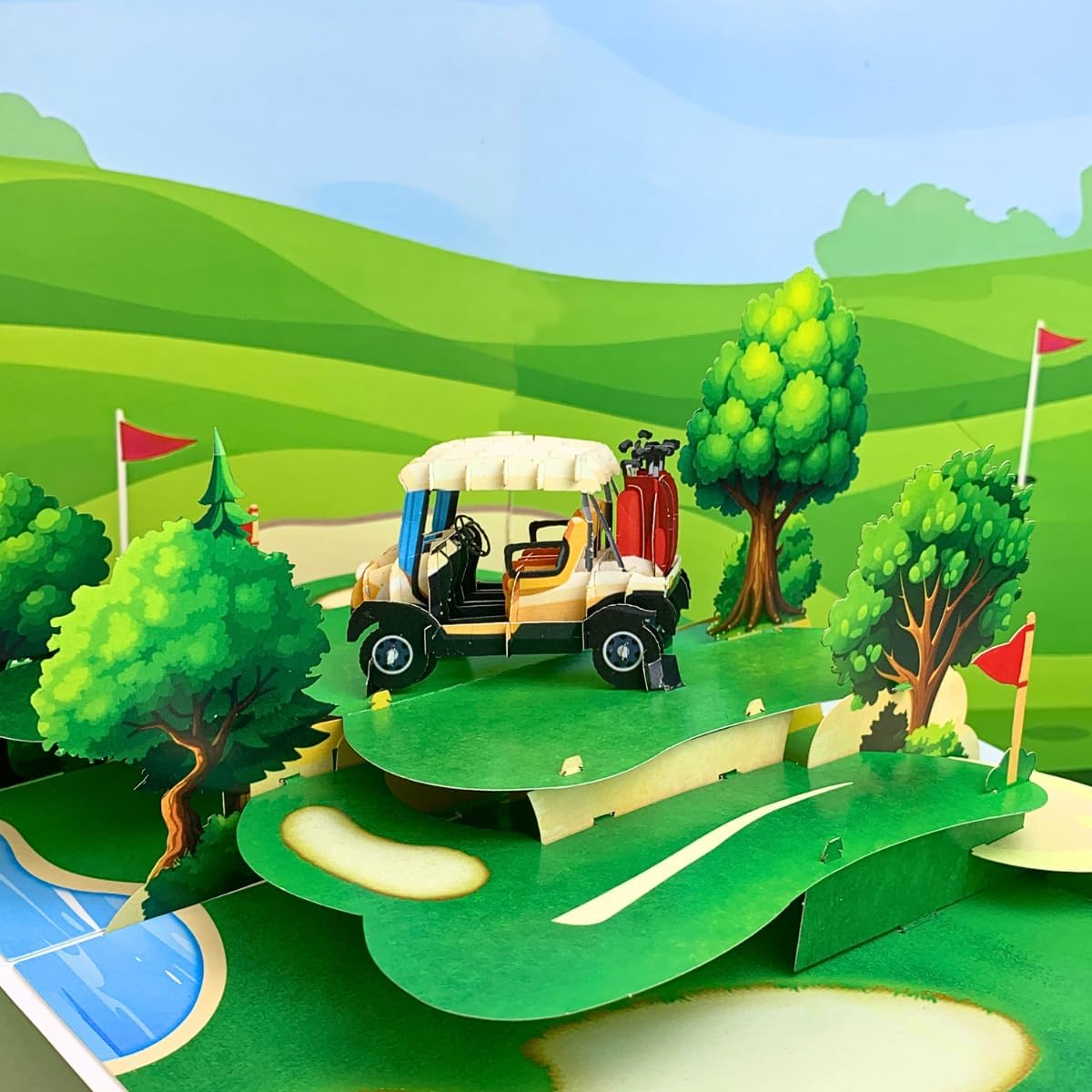 4BO Golf Fathers Day Pop Up Card, 3D Golf Birthday Card for Dad for Men, Dad, Husband, Grandpa, Goft Gifts Cards for Congratulations, Thank You, Retirement for Boss, Coworker, Golfer