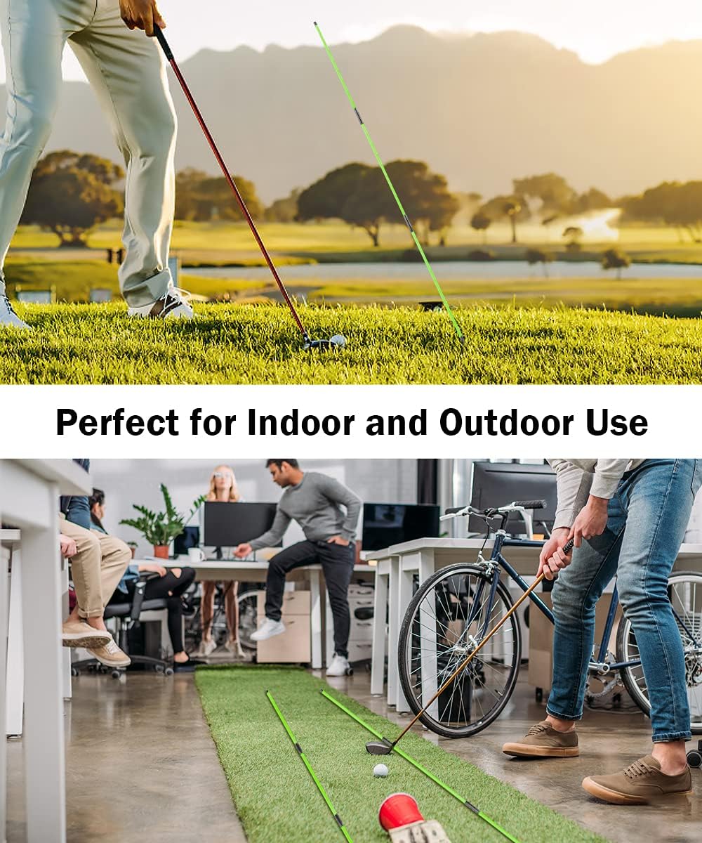 Rhino Valley Golf Alignment Sticks - 48" Collapsible Golf Practice Rods for Aiming, Putting, Full Swing Trainer, Posture Corrector with Clear Tube Case, Golf Training Equipment