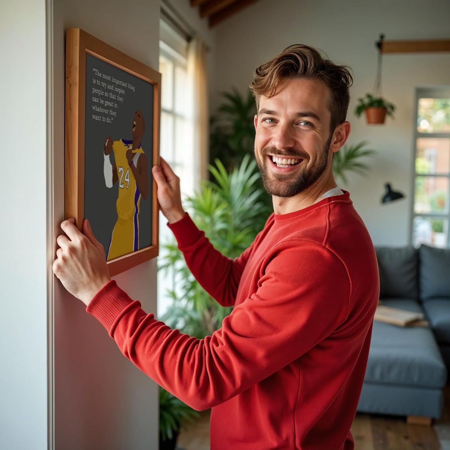 LOLUIS Motivational Basketball Superstar Hand-Drawn Artwork Sport Quote Wall Art Decorations (Unframed 8"x10", Basketball Player 1)