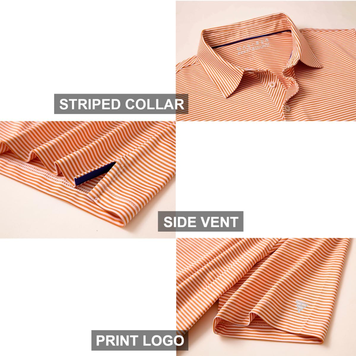 Golf Shirts for Men Dry Fit Short Sleeve Print Performance Moisture Wicking Polo Shirt