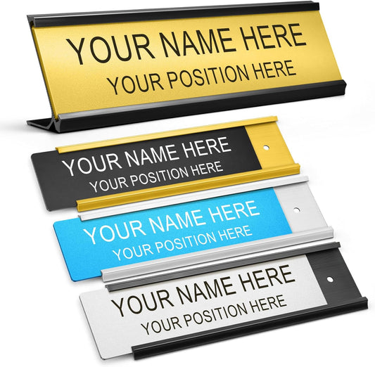 Metal Personalized Name Plate for Office Desk and Door - Aluminum Custom Name Plate and Plaque for Office Sign and Decor Accessories Gift for Teacher, Employee, Worker